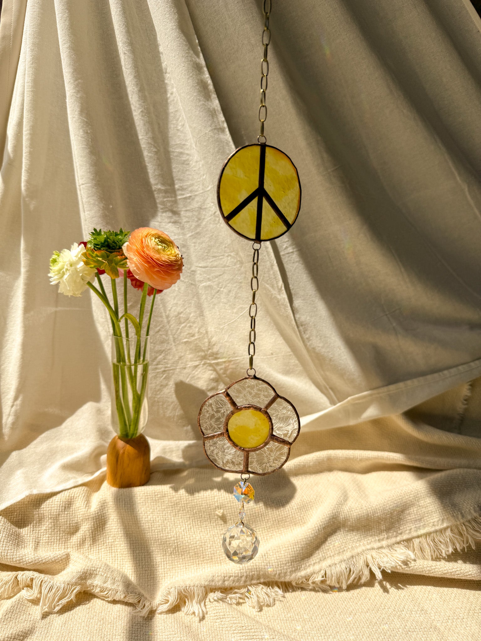 Flower peace - yellow & clear quartz