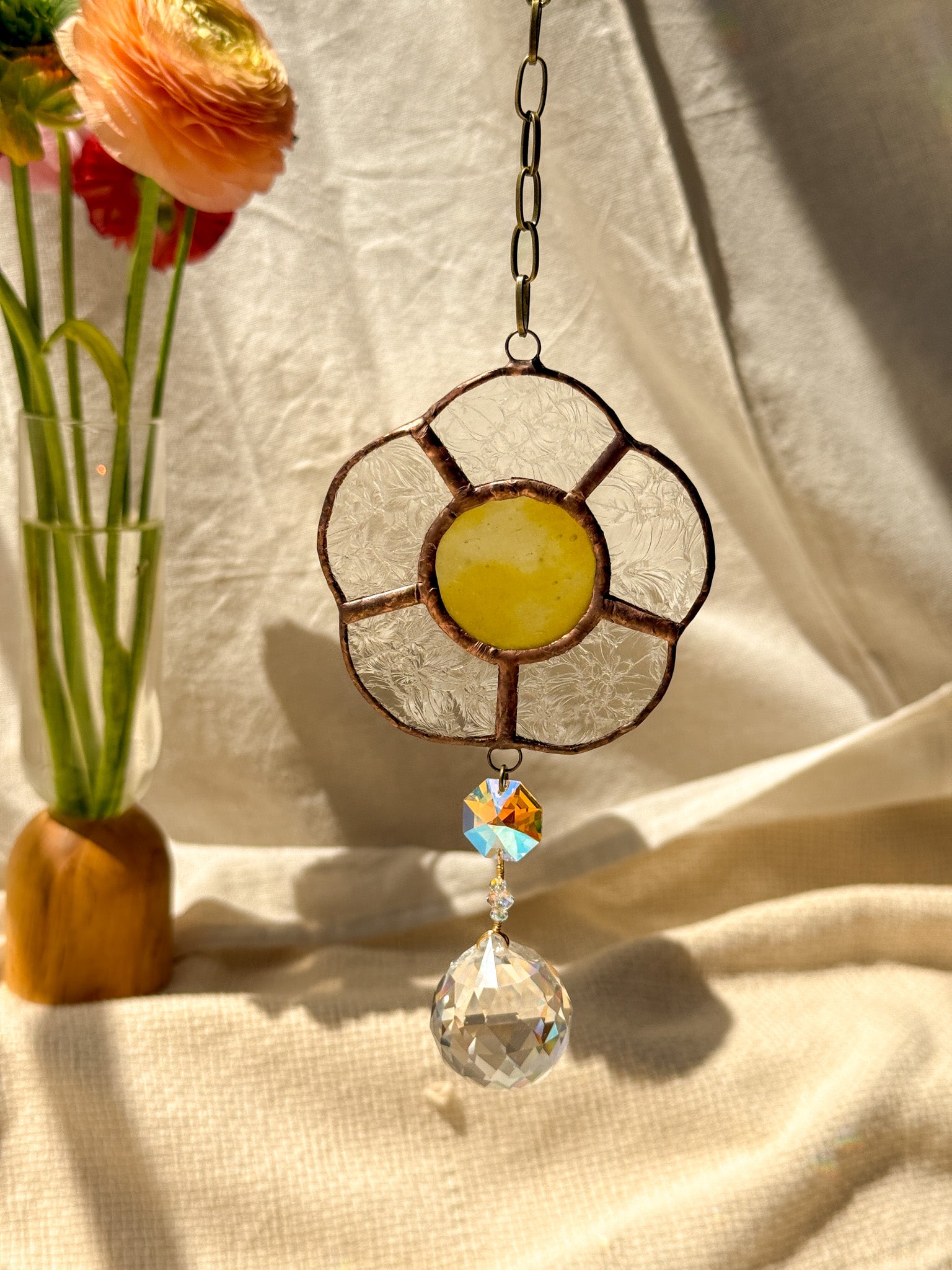 Flower peace - yellow & clear quartz