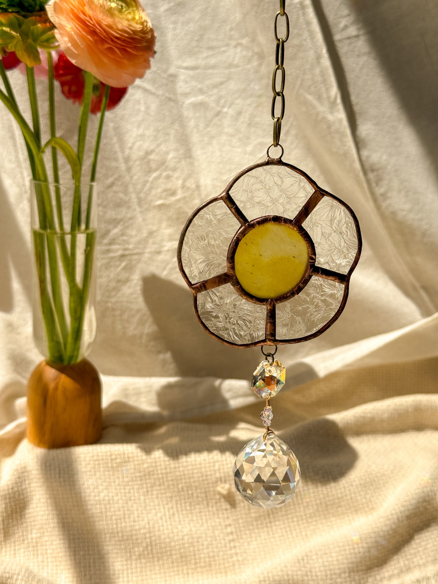 Flower peace - yellow & clear quartz