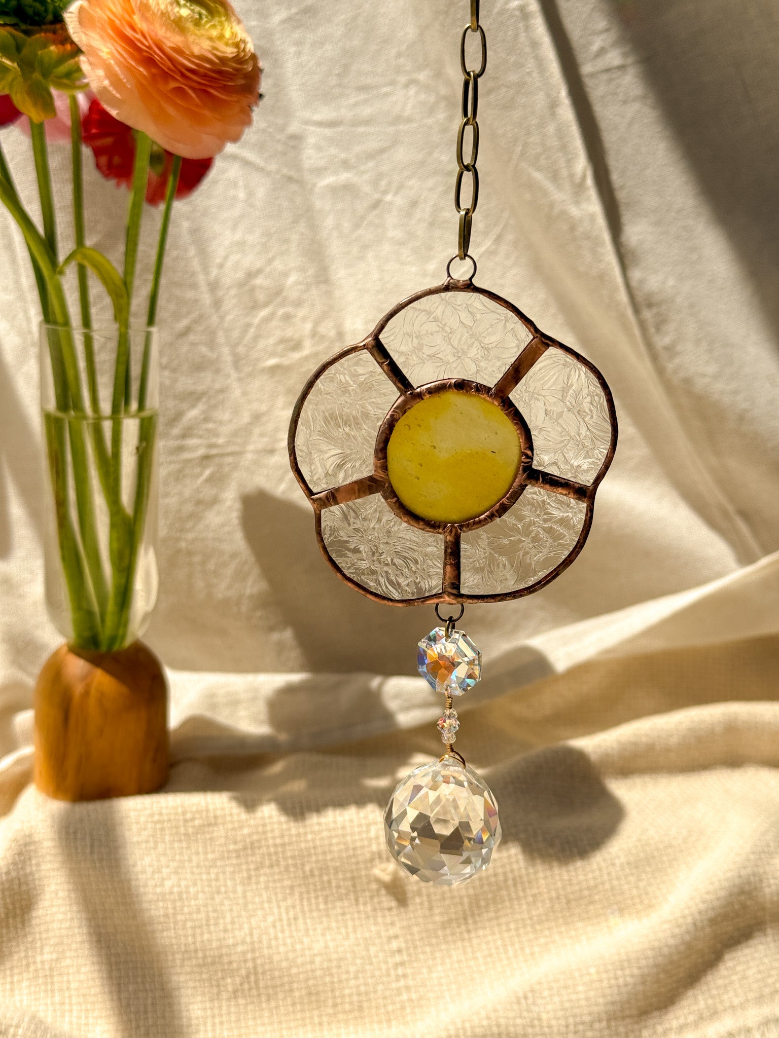 Flower peace - yellow & clear quartz