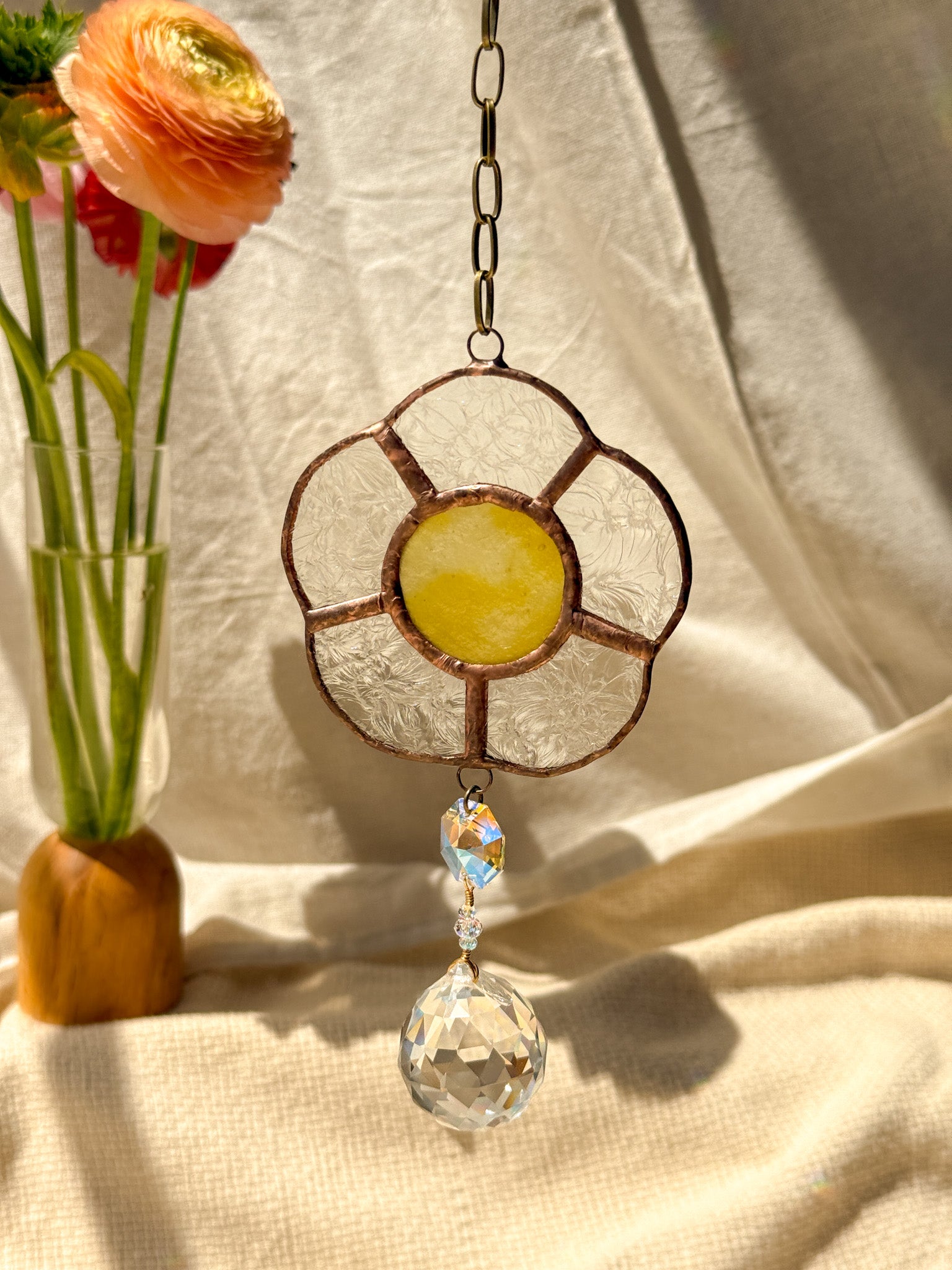 Flower peace - yellow & clear quartz