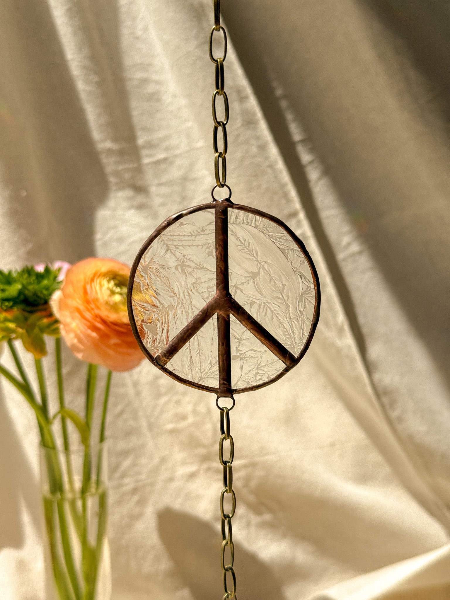 Flower peace - orange & clear quartz