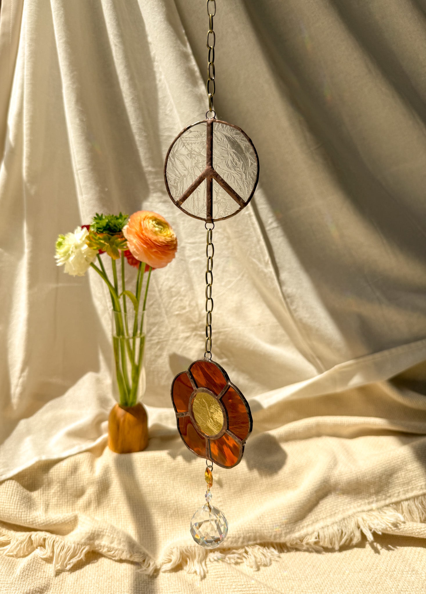 Flower peace - orange & clear quartz