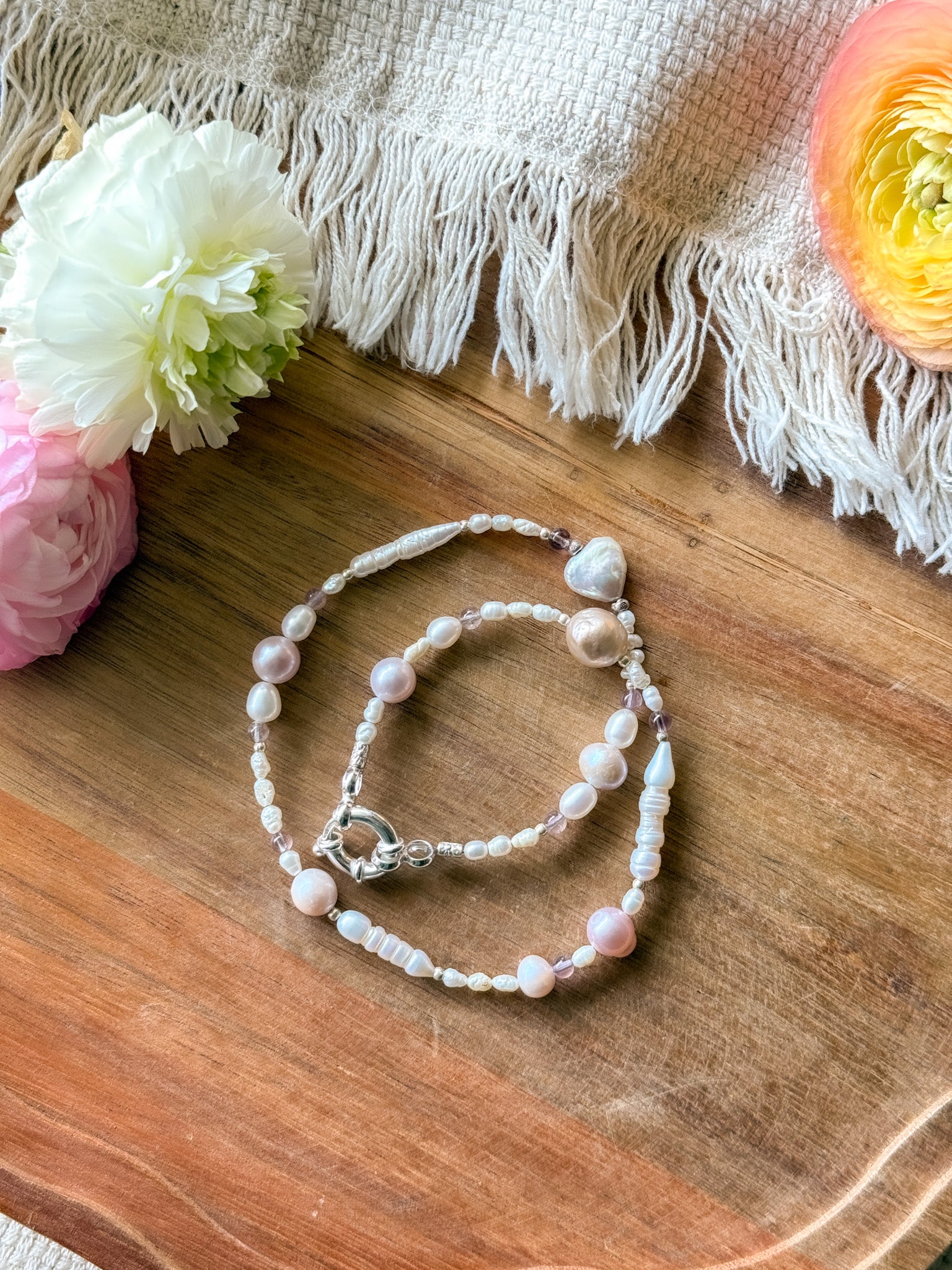 Necklace - Pearl, Ametrine and Karen silver