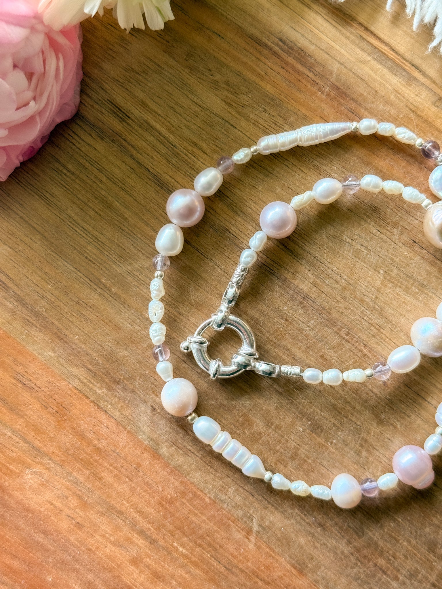 Necklace - Pearl, Ametrine and Karen silver