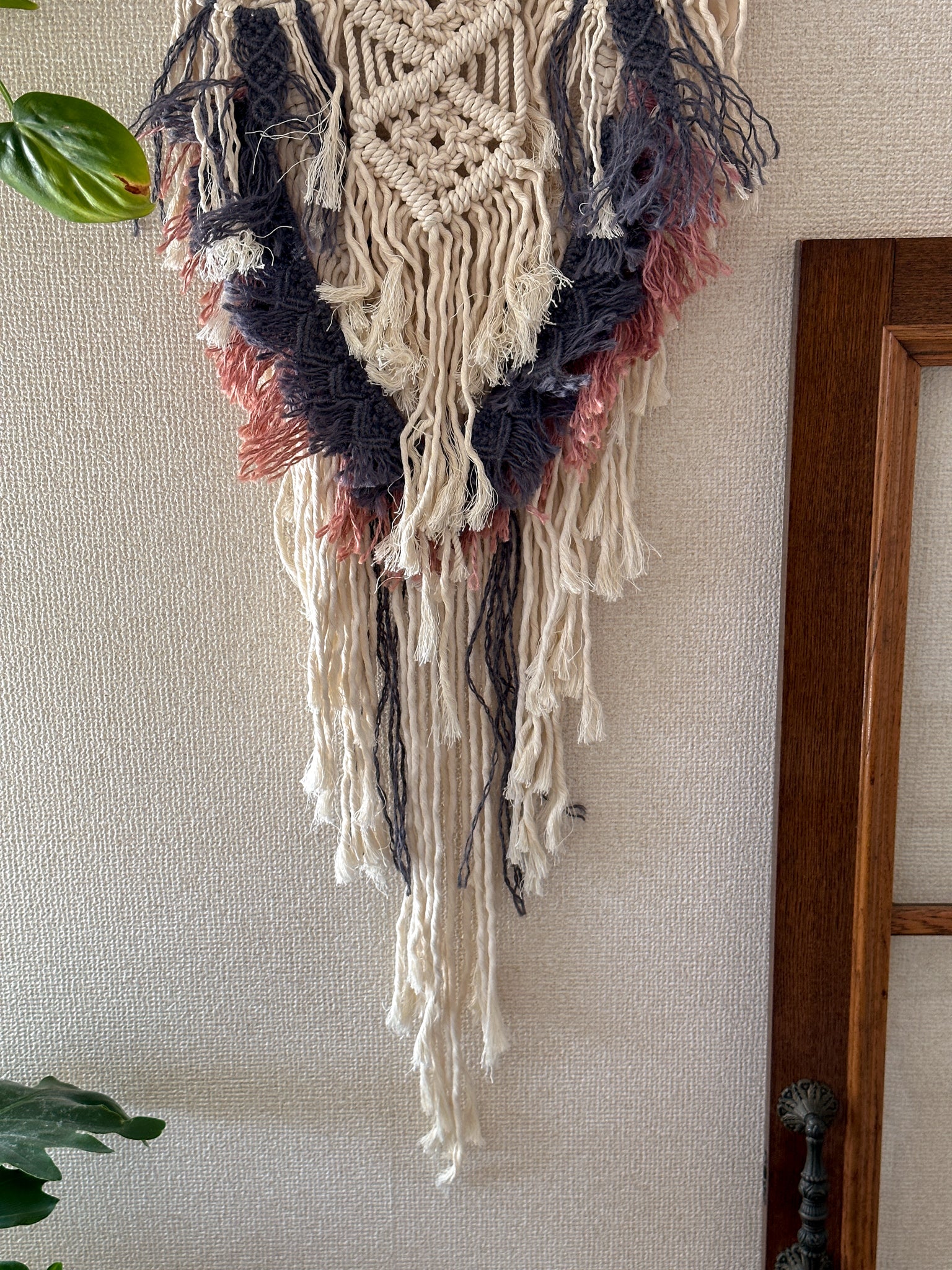 Macrame Tapestry - driftwood, pink and navy