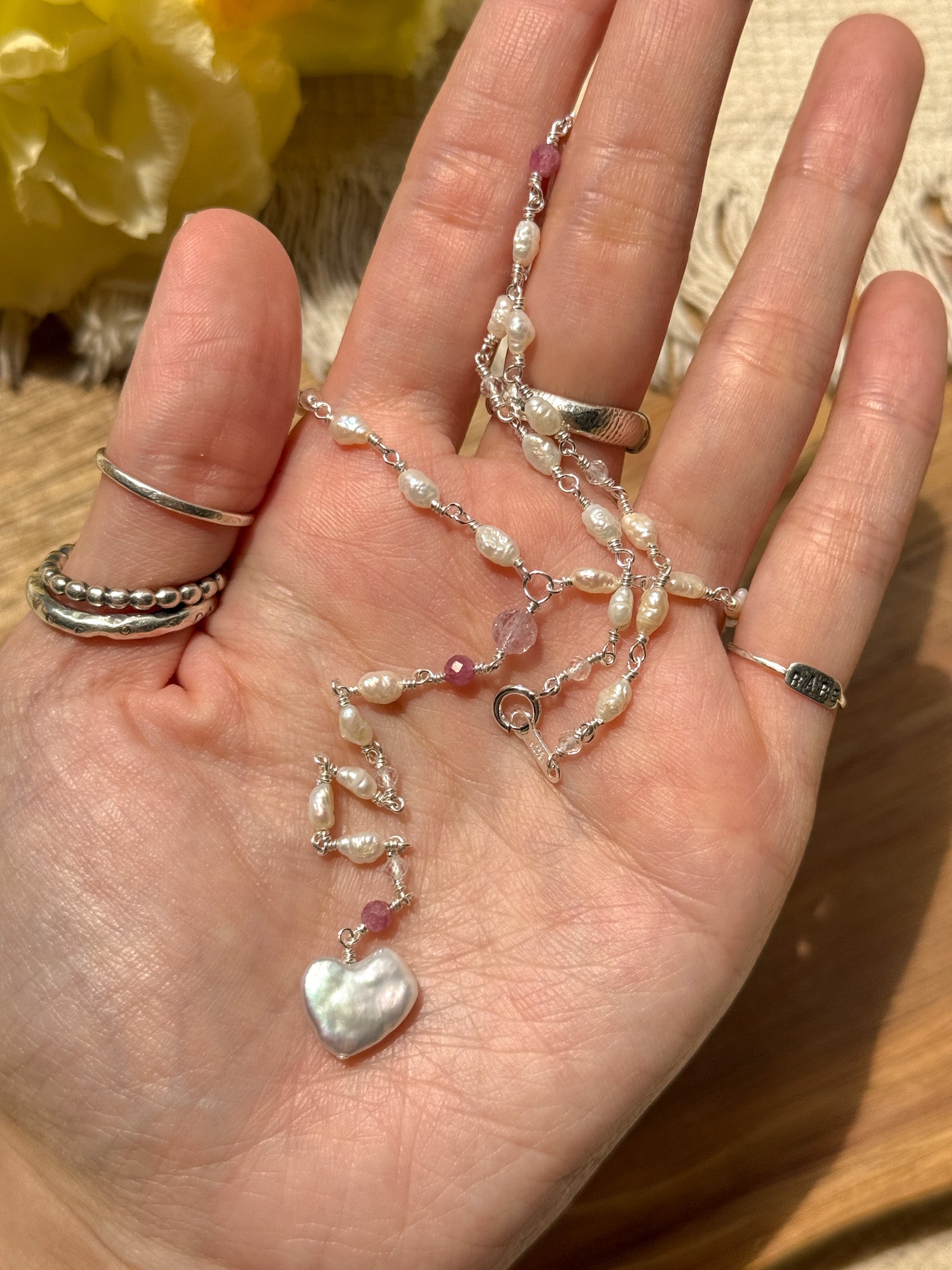 Necklace - Pearl, Clear quartz, Ametrine, Ruby and Silver925