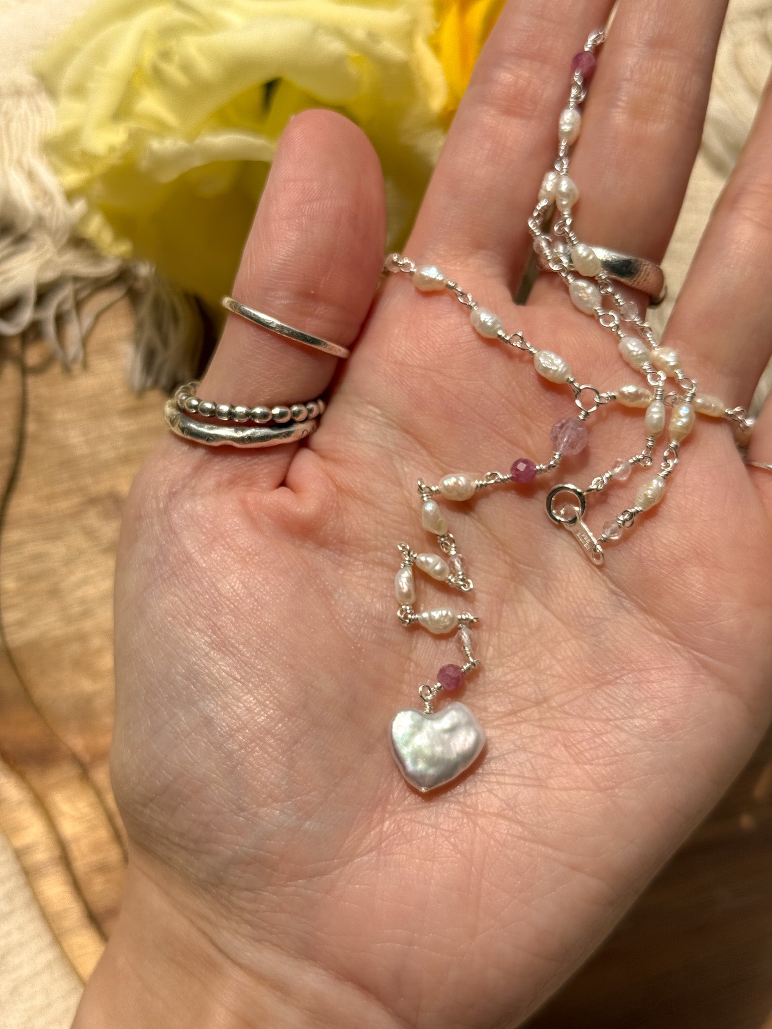 Necklace - Pearl, Clear quartz, Ametrine, Ruby and Silver925
