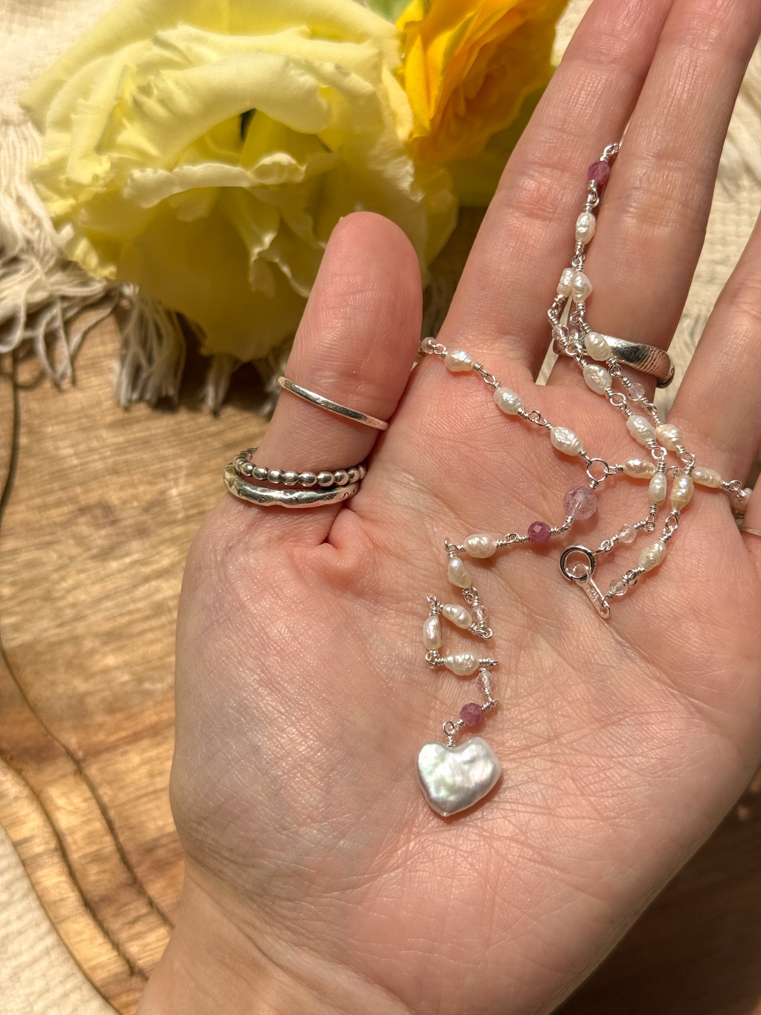 Necklace - Pearl, Clear quartz, Ametrine, Ruby and Silver925