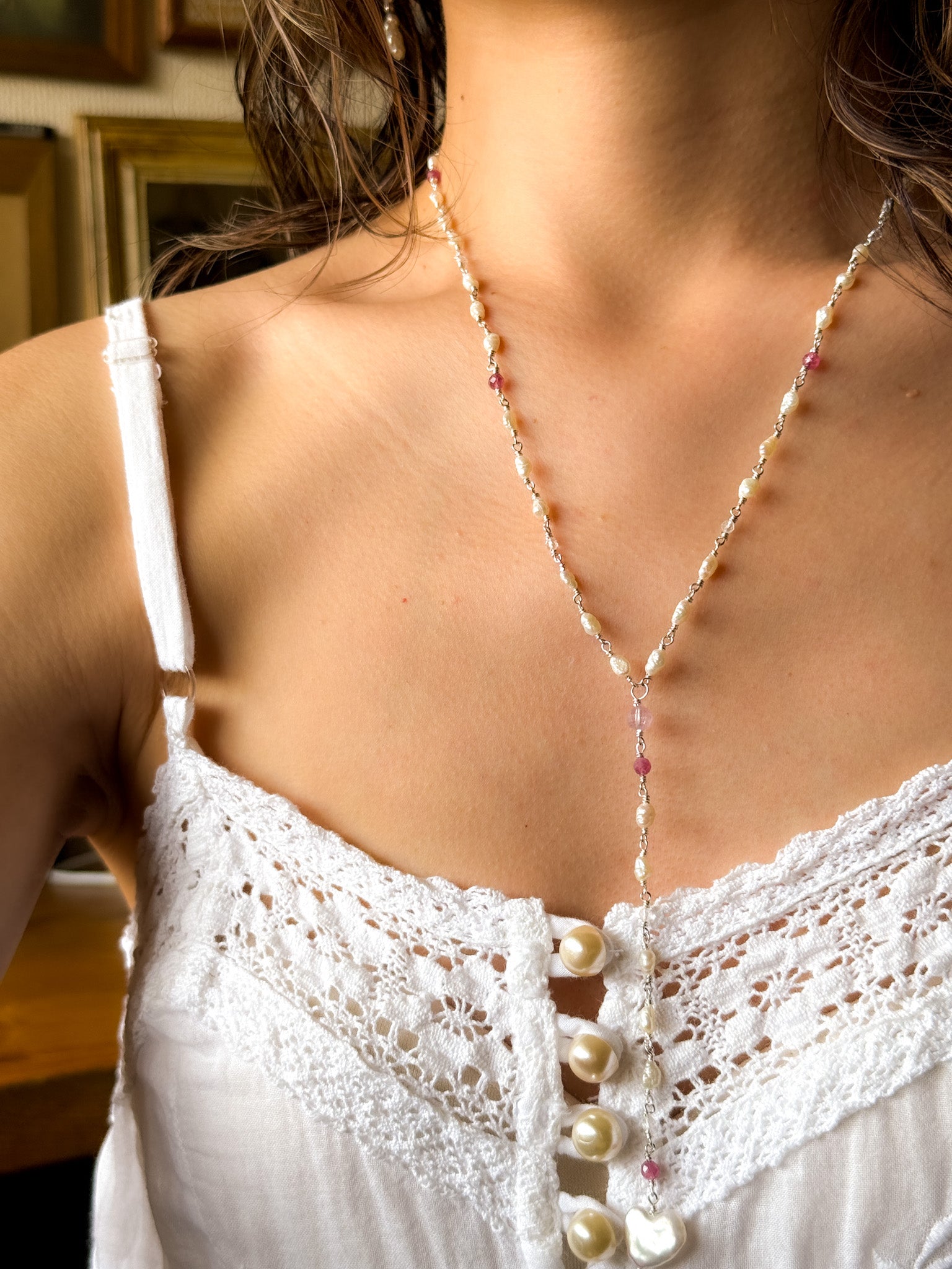 Necklace - Pearl, Clear quartz, Ametrine, Ruby and Silver925