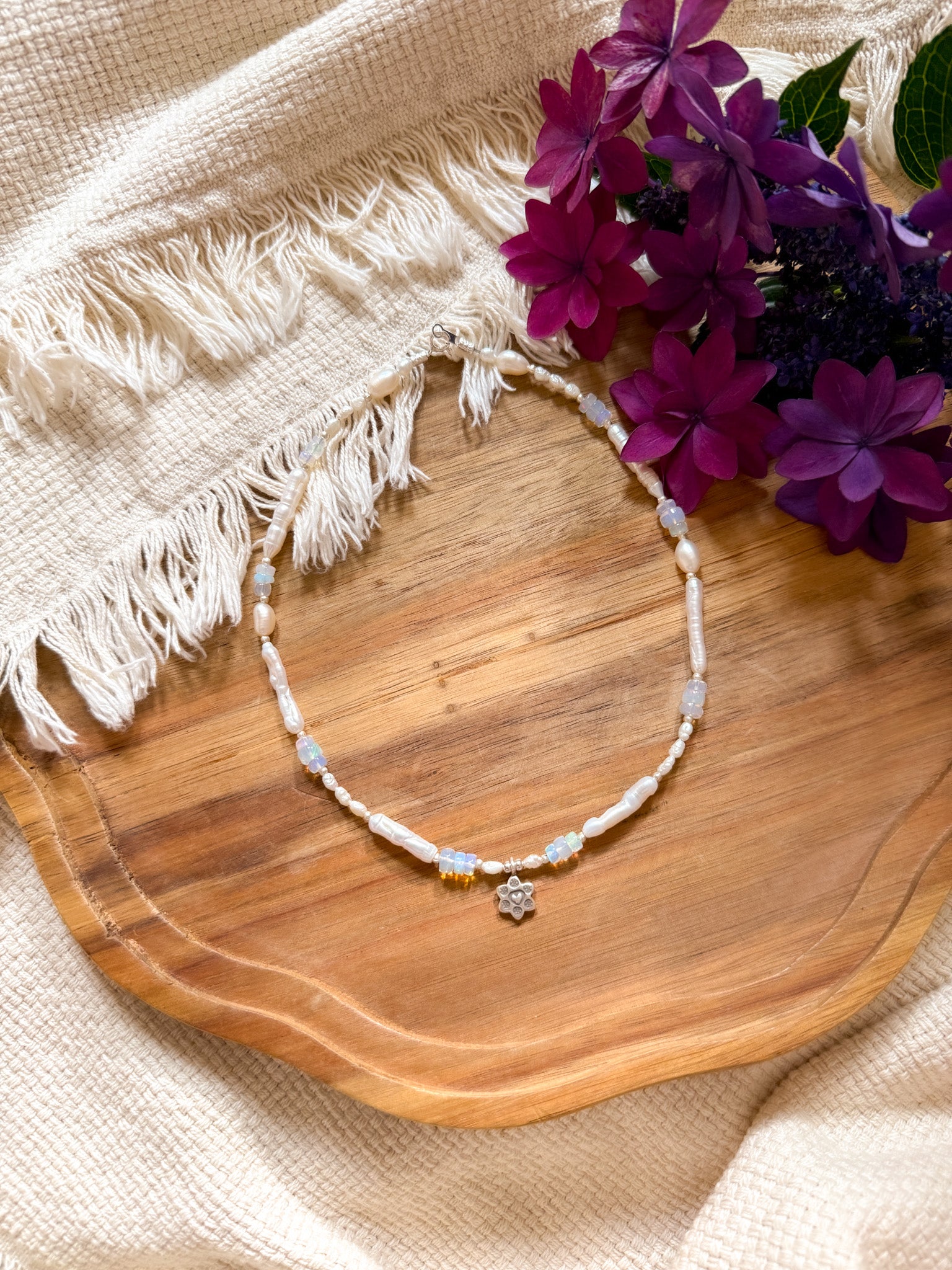 Necklace - Pearl, Opal and Karen silver