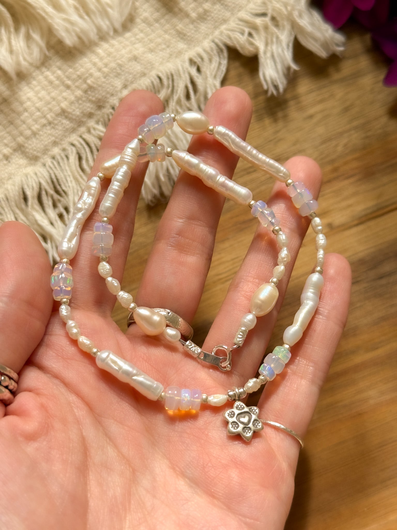 Necklace - Pearl, Opal and Karen silver