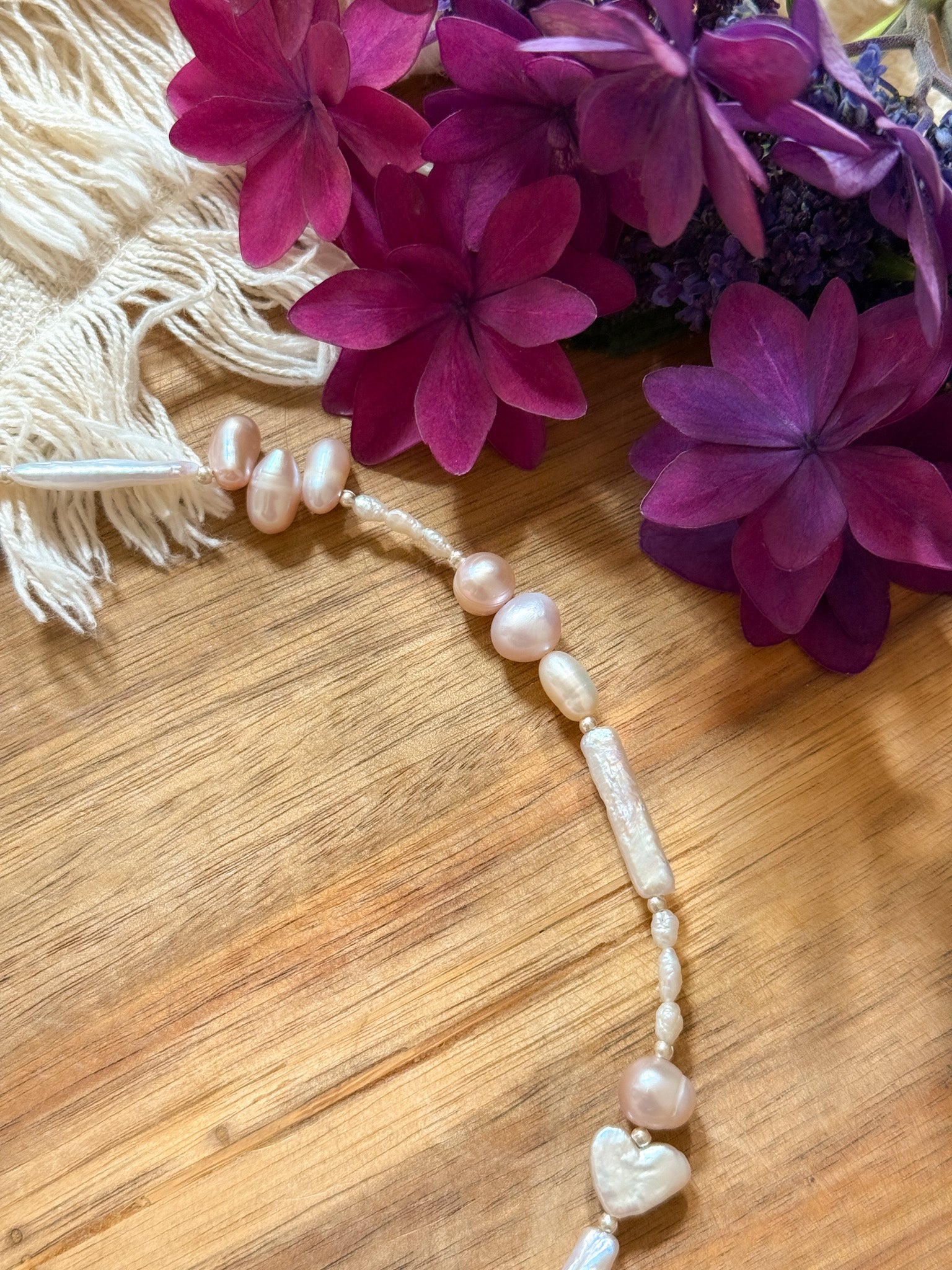 Necklace - Pearl and Karen silver /pink