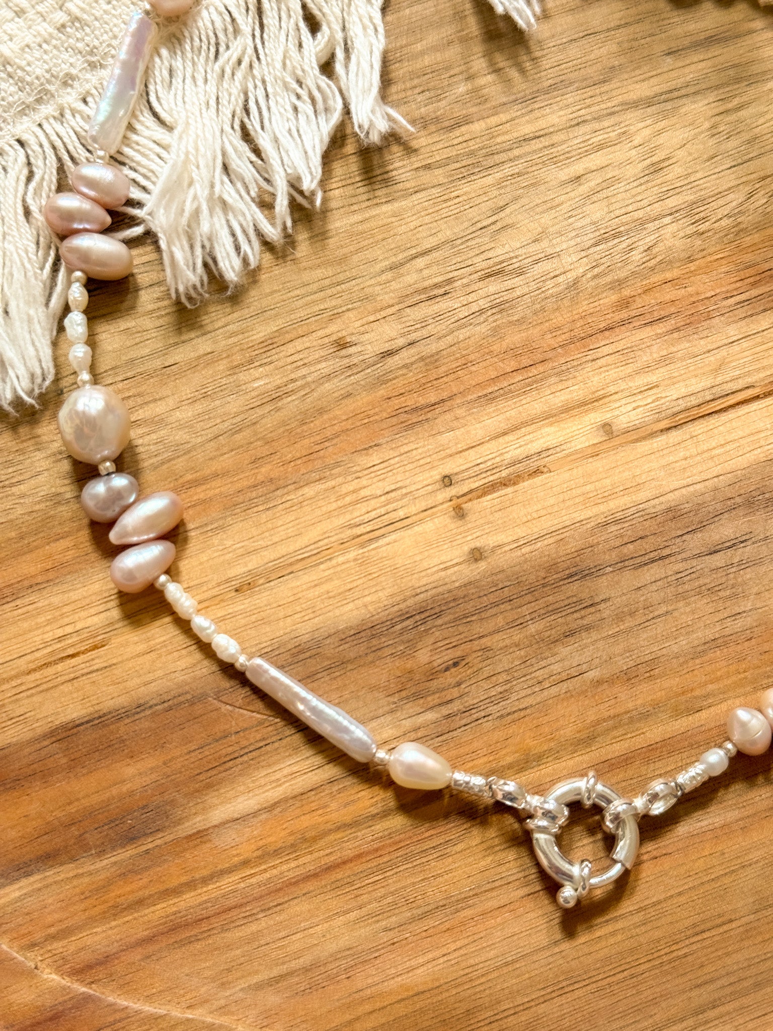 Necklace - Pearl and Karen silver /pink