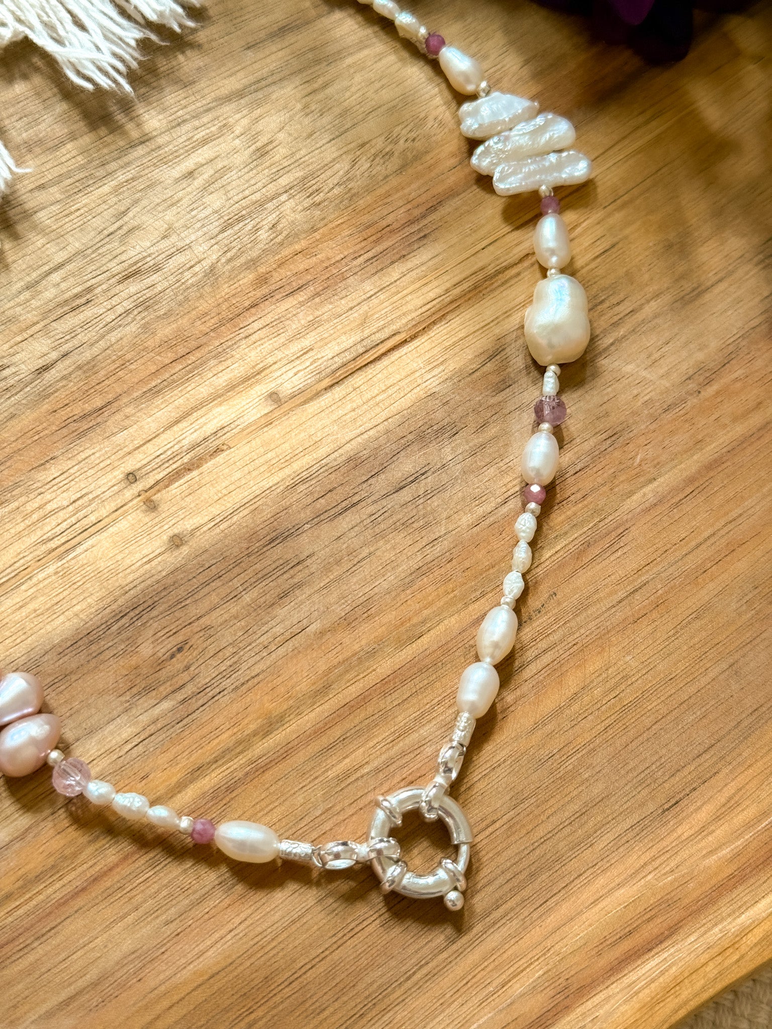 Necklace - Pearl, Clear quartz, Ametrine, Ruby and Karen Silver