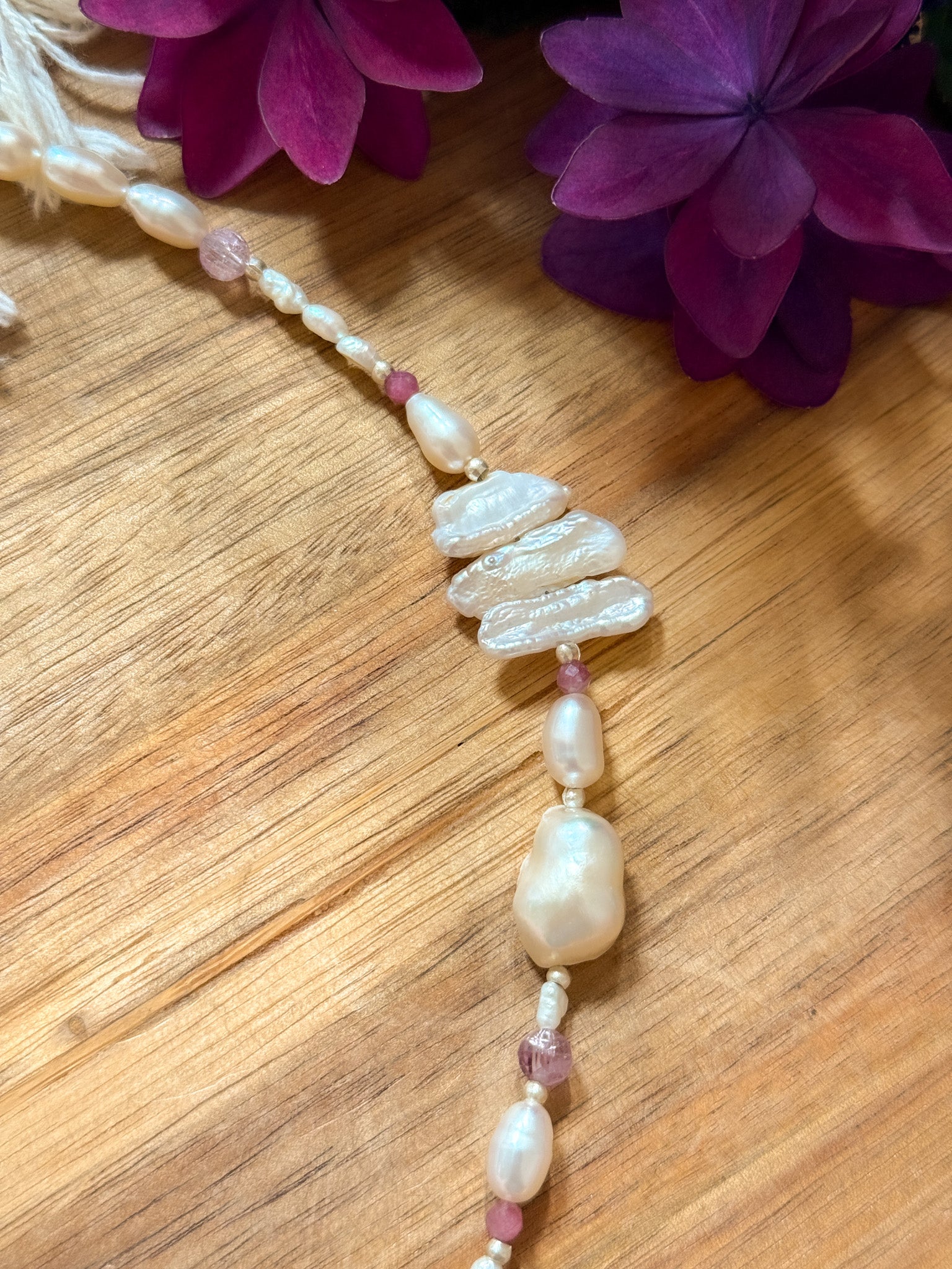 Necklace - Pearl, Clear quartz, Ametrine, Ruby and Karen Silver
