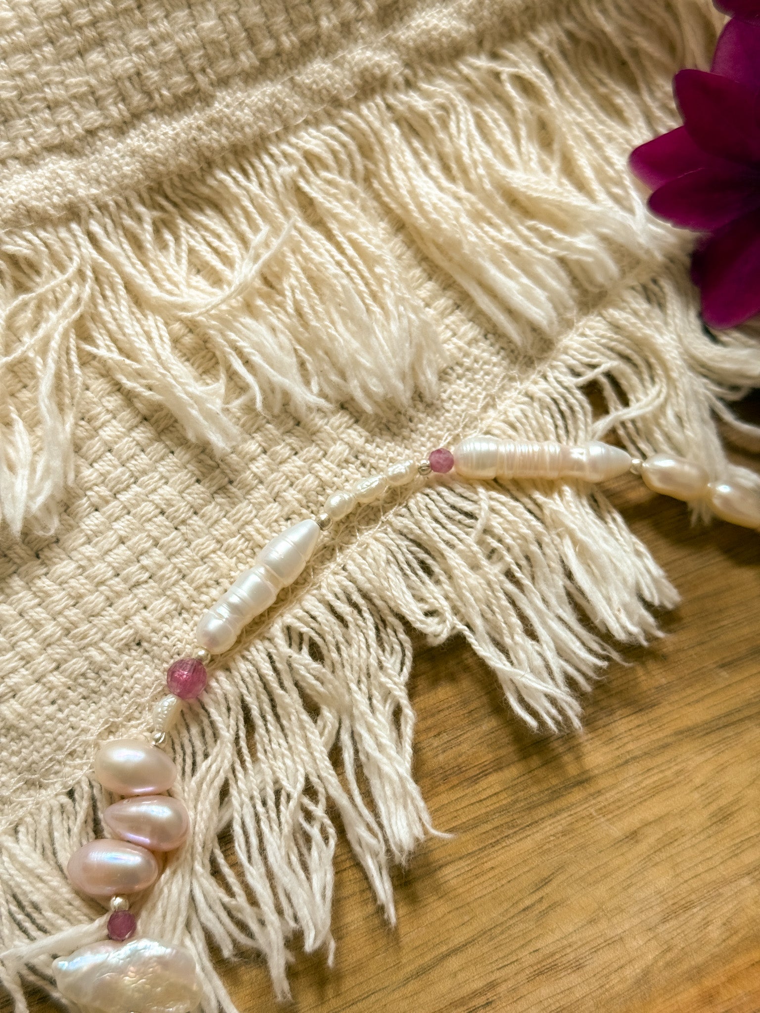 Necklace - Pearl, Clear quartz, Ametrine, Ruby and Karen Silver