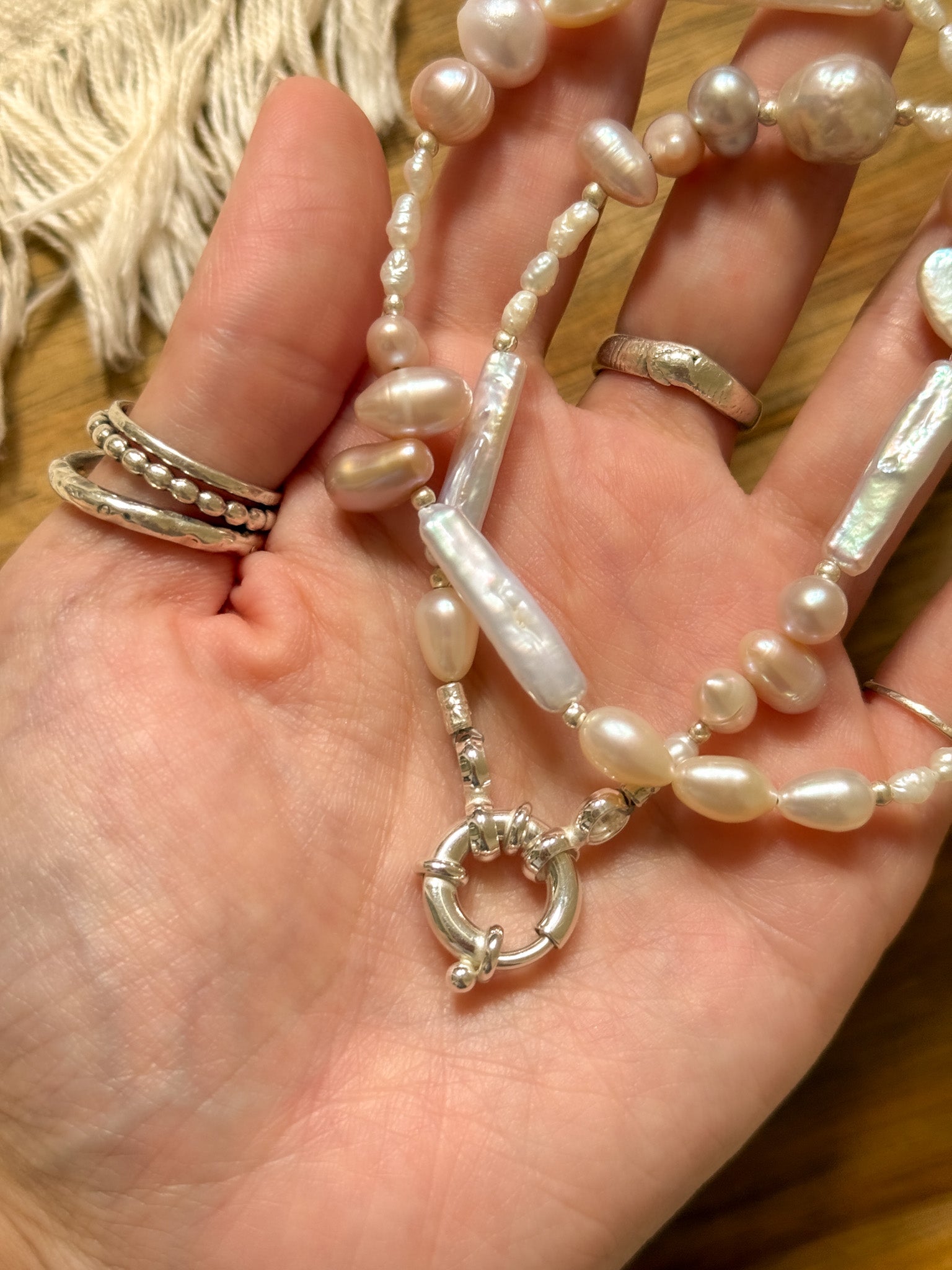 Necklace - Pearl and Karen silver /pink