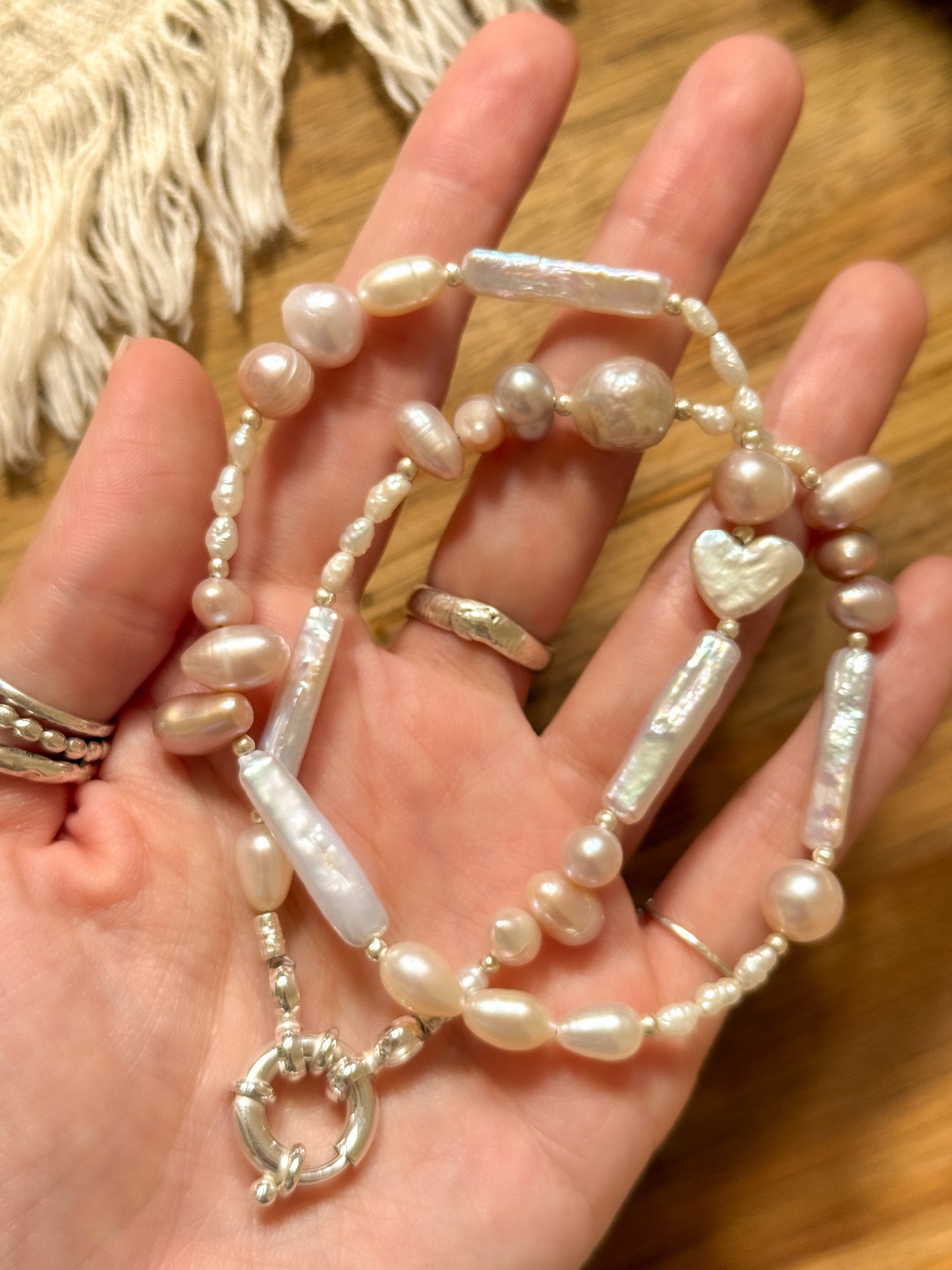 Necklace - Pearl and Karen silver /pink