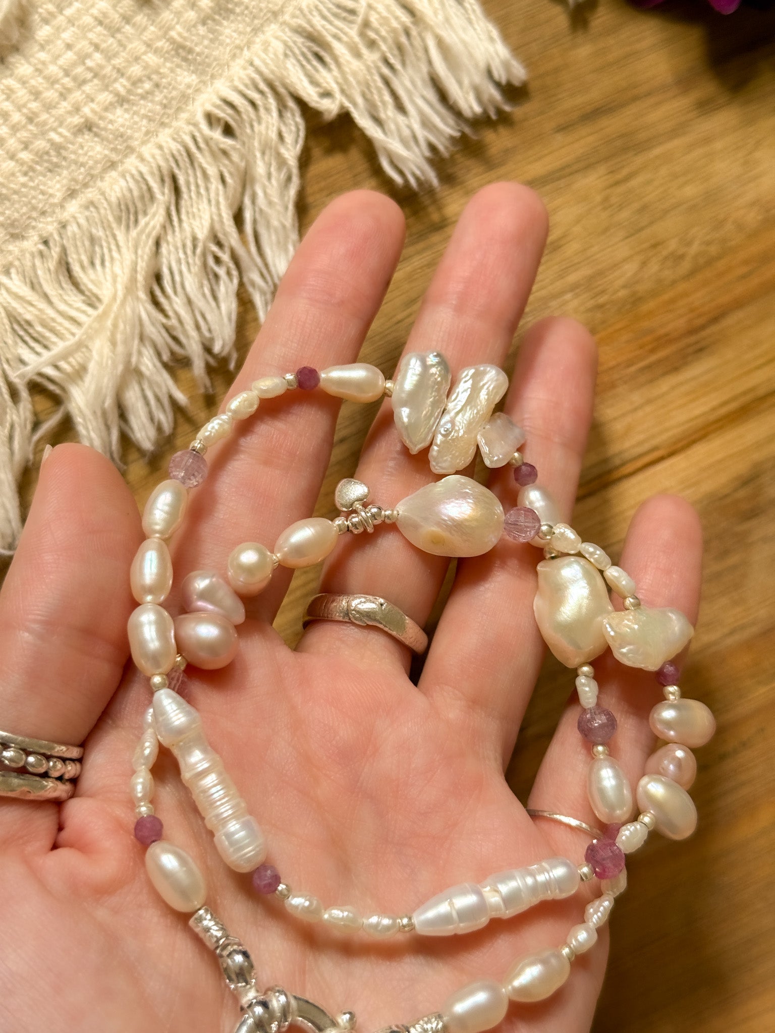 Necklace - Pearl, Clear quartz, Ametrine, Ruby and Karen Silver