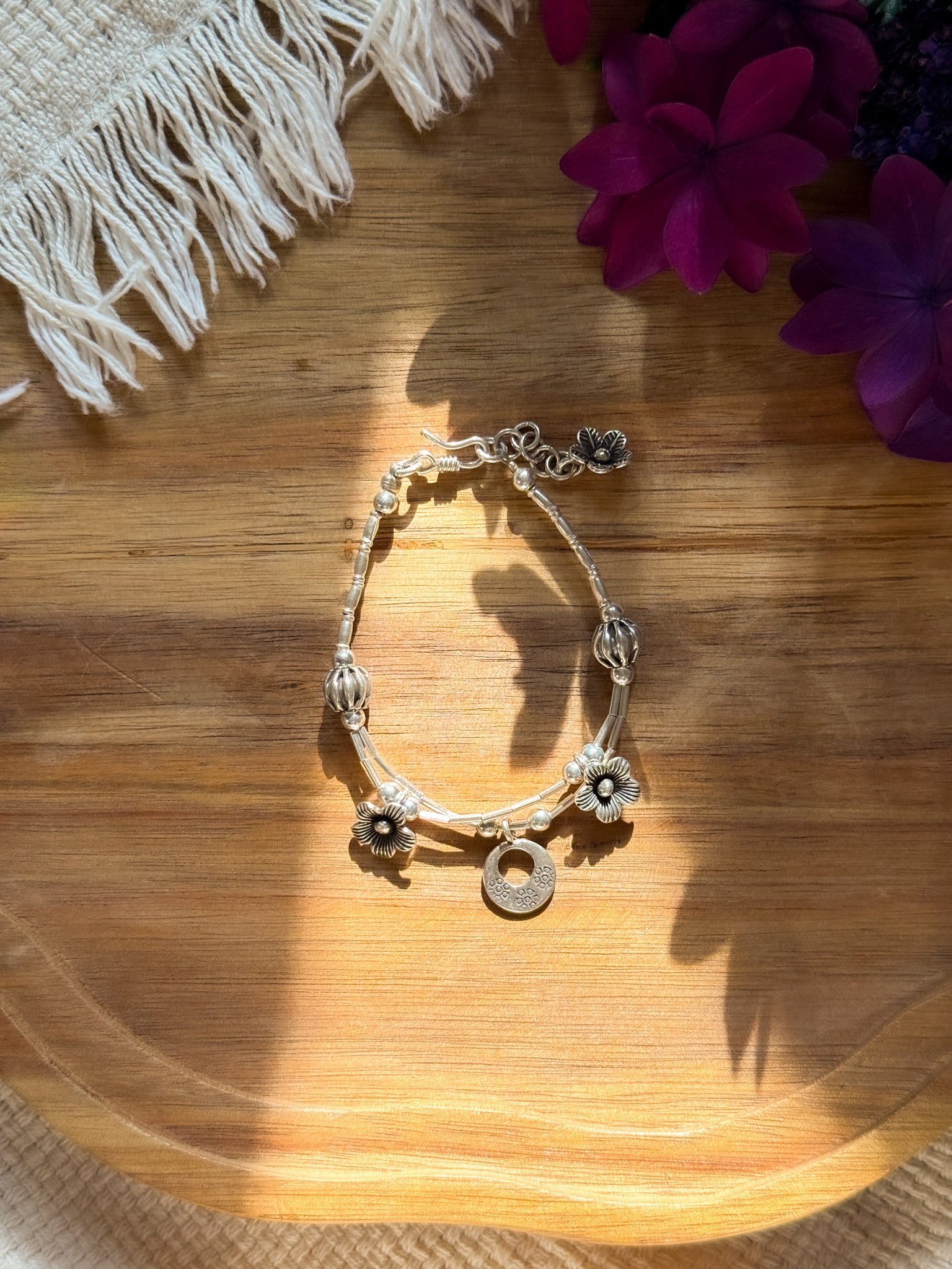 Karen Silver Bracelet - Flower 【Imported】