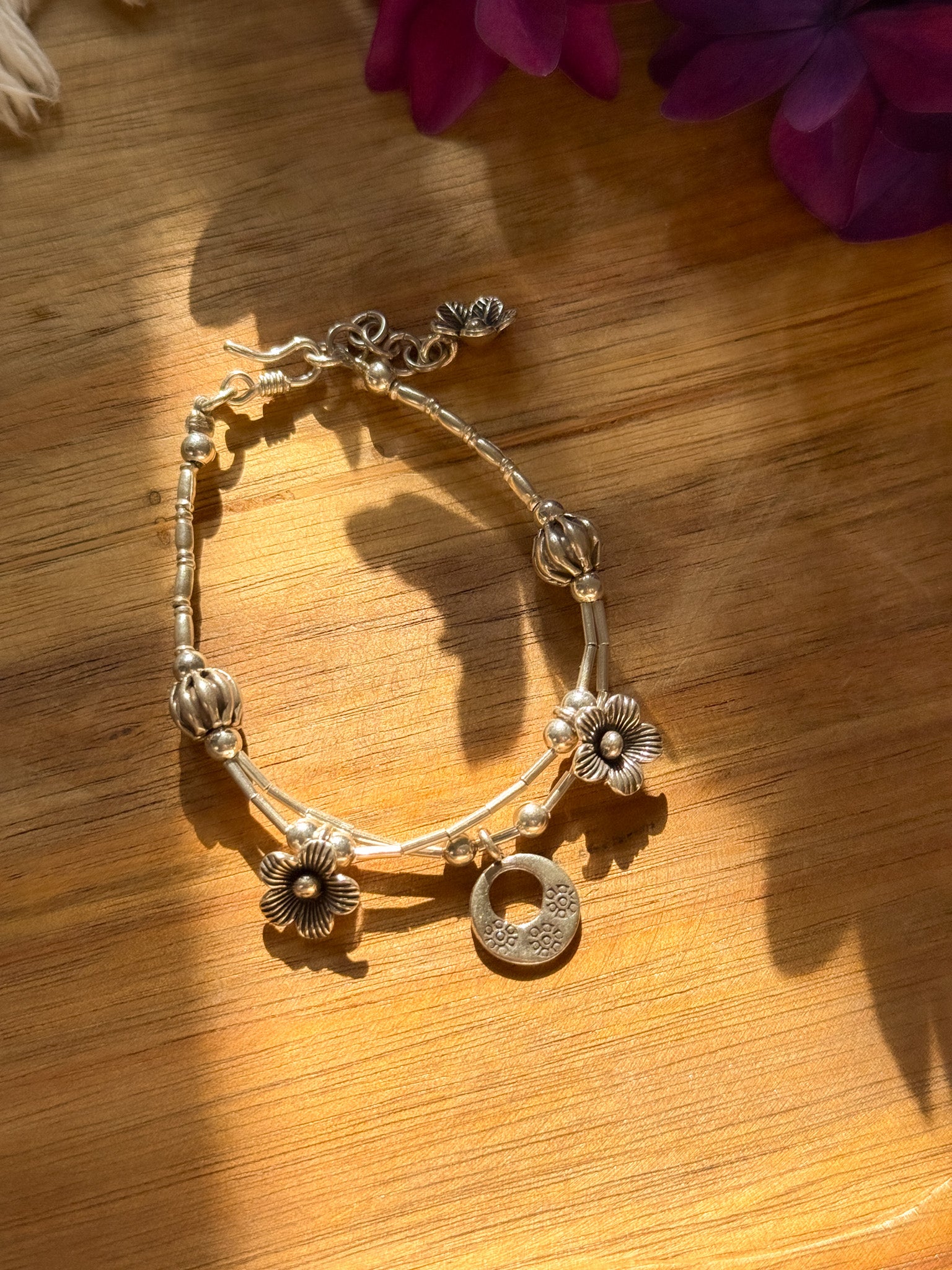 Karen Silver Bracelet - Flower 【Imported】