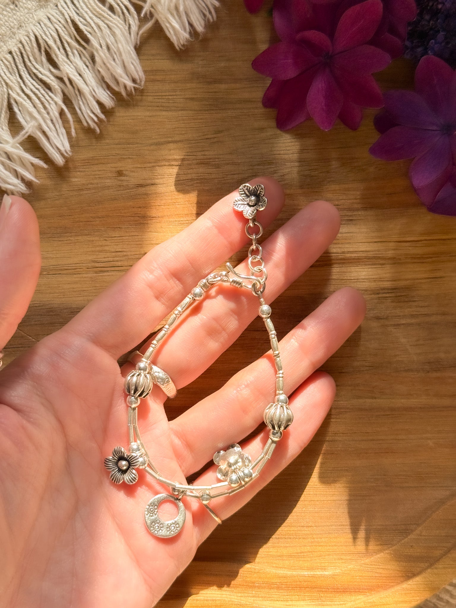 Karen Silver Bracelet - Flower 【Imported】