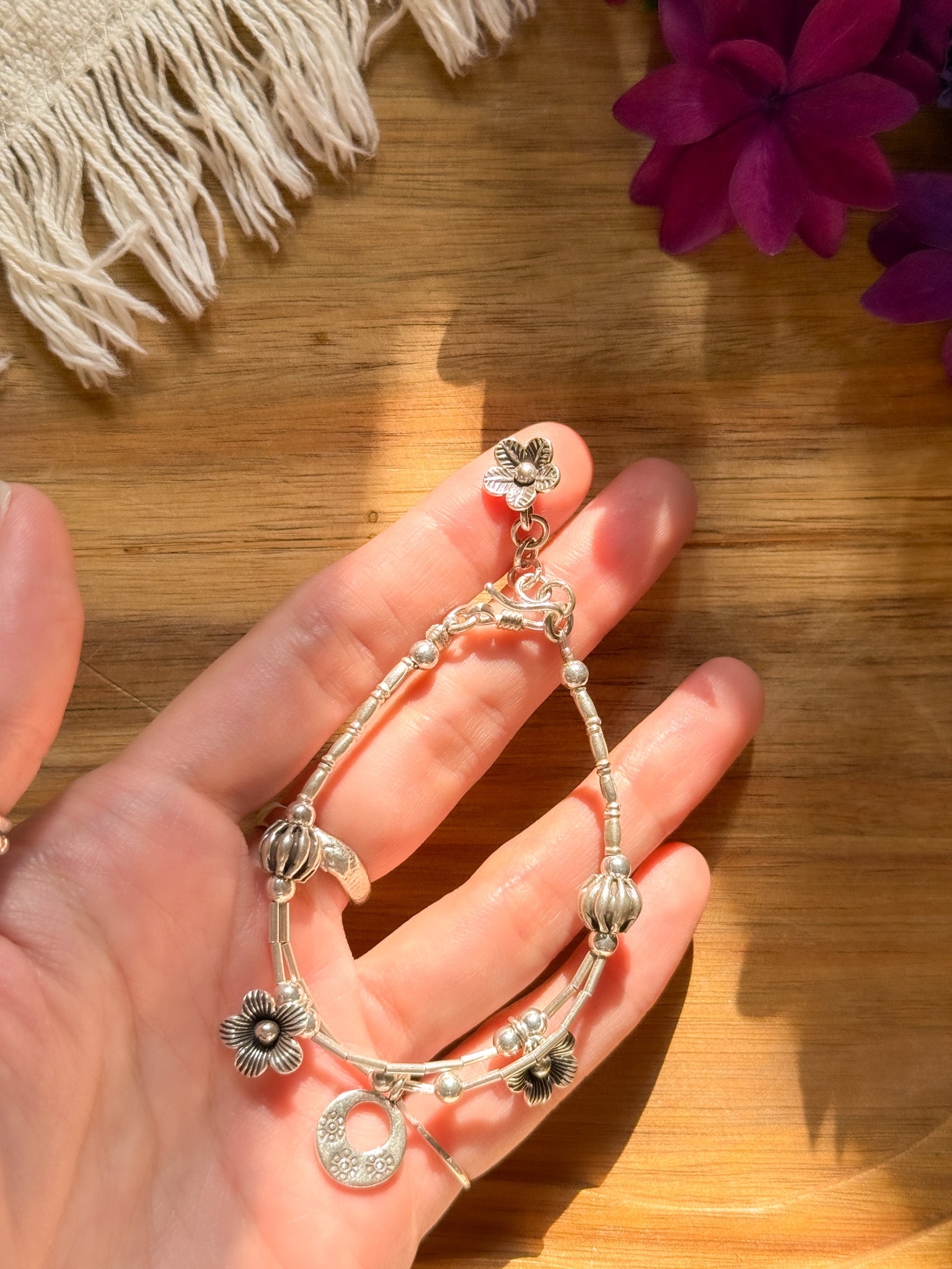 Karen Silver Bracelet - Flower 【Imported】