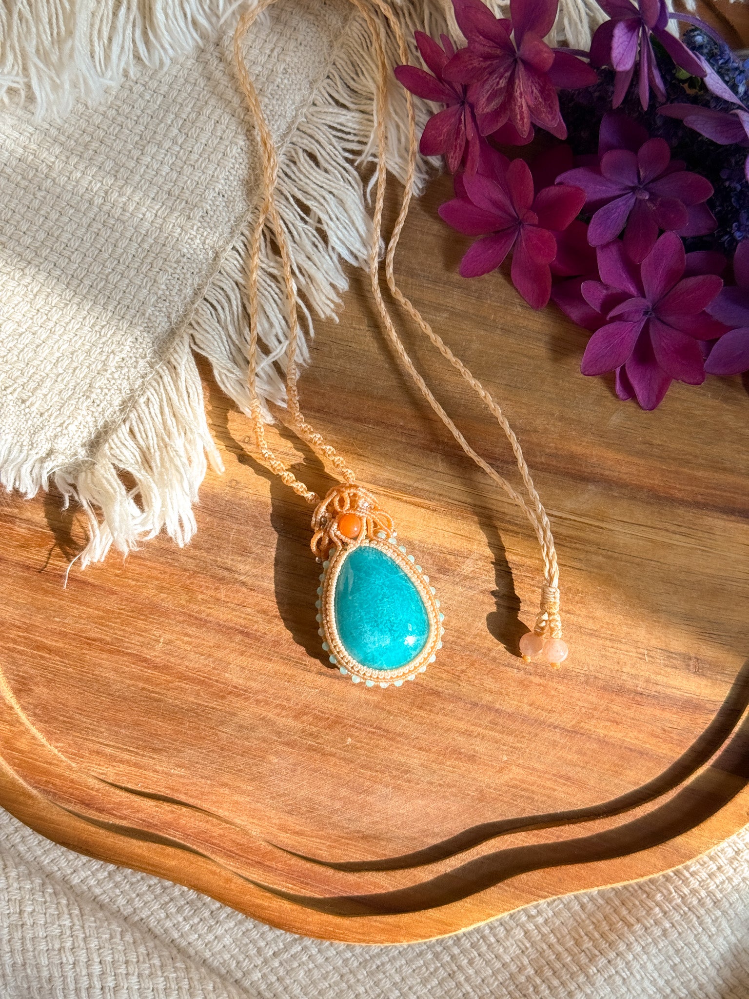 Macrame Necklace - Amazonite 【Imported】