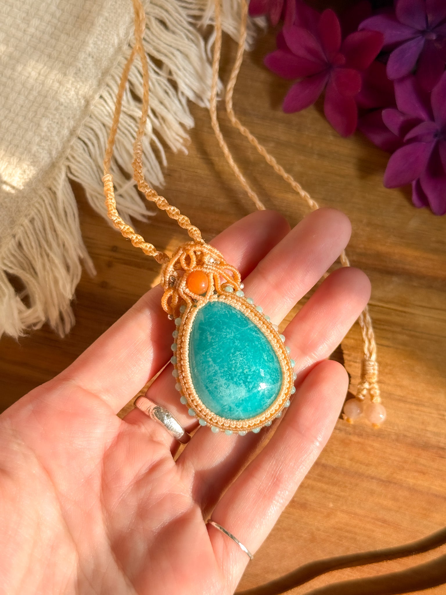 Macrame Necklace - Amazonite 【Imported】