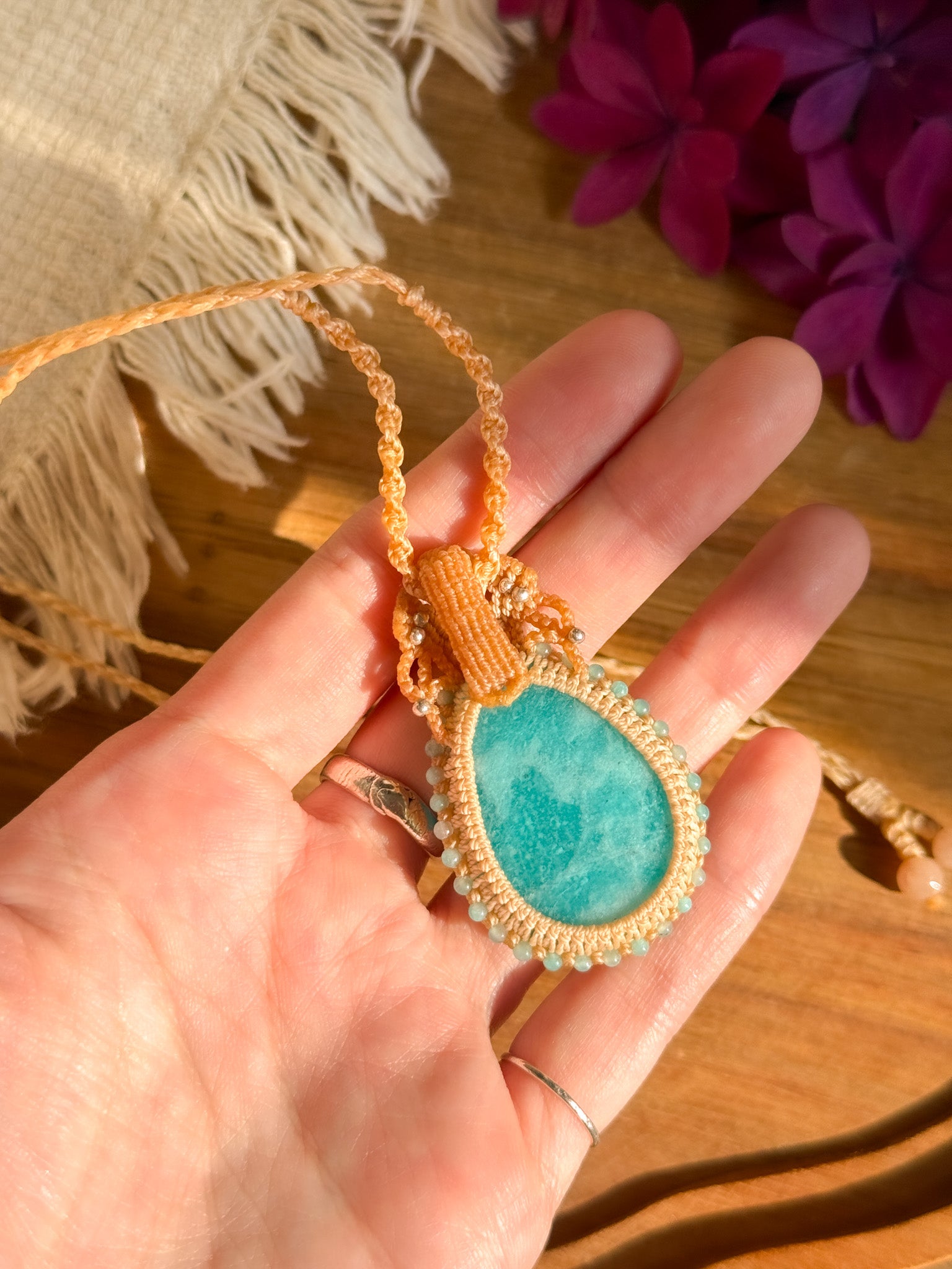 Macrame Necklace - Amazonite 【Imported】