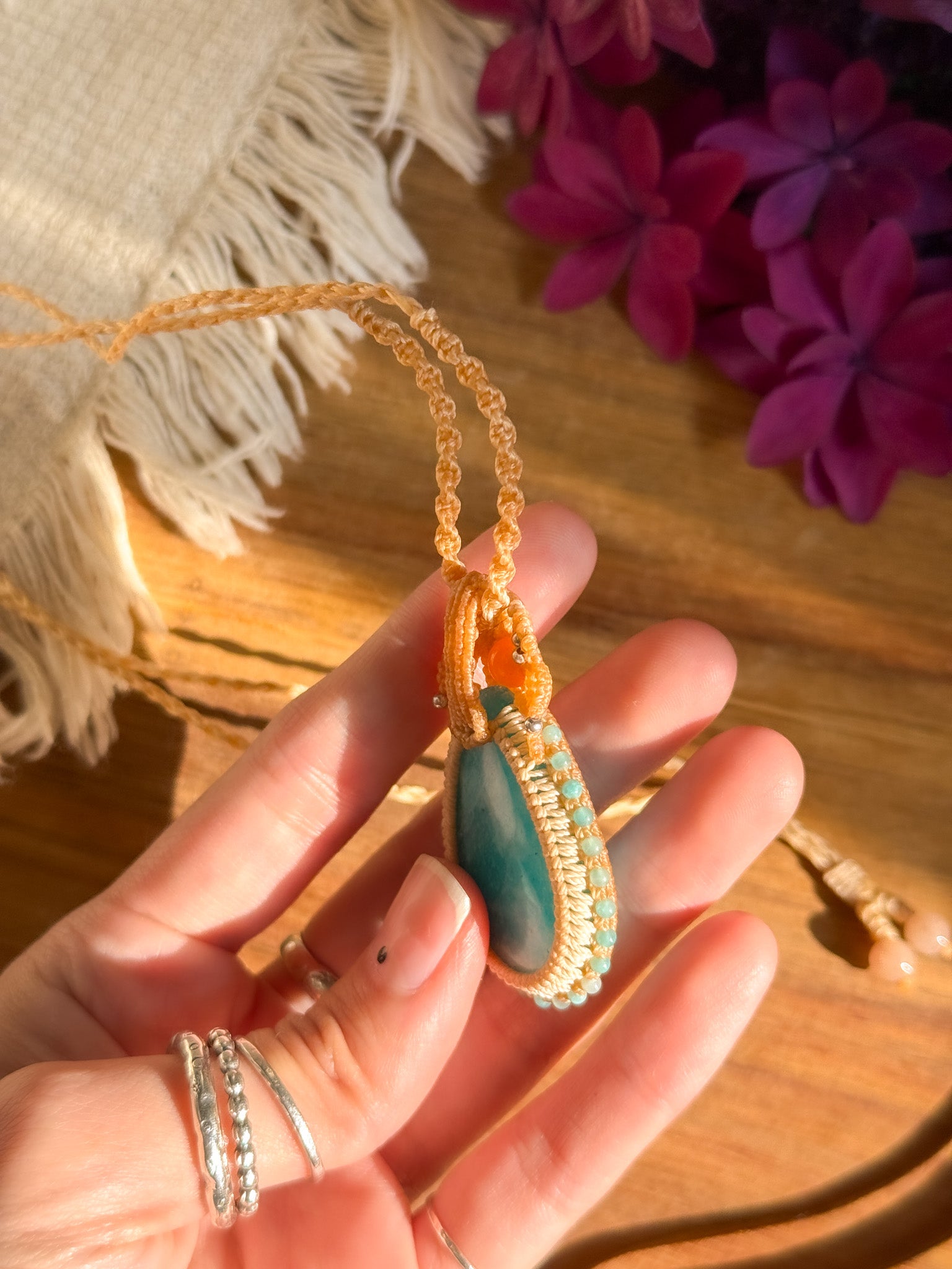 Macrame Necklace - Amazonite 【Imported】