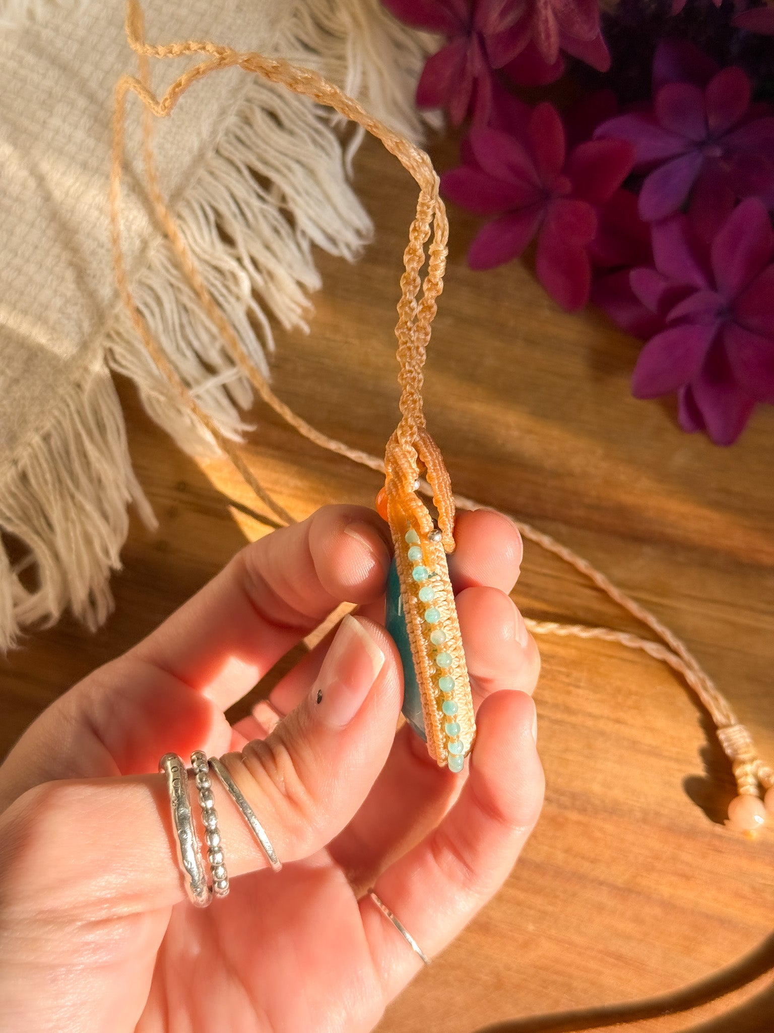 Macrame Necklace - Amazonite 【Imported】