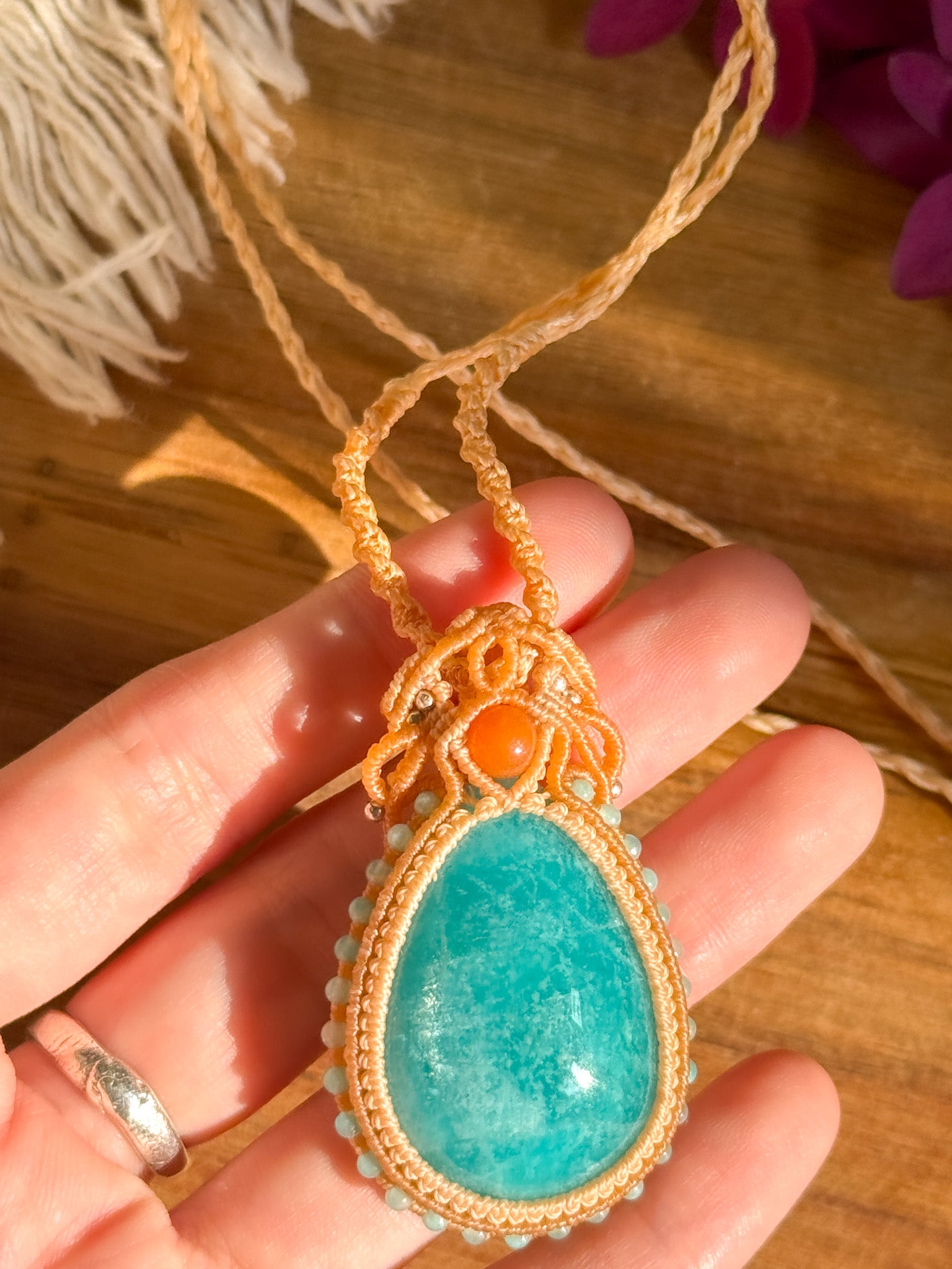 Macrame Necklace - Amazonite 【Imported】