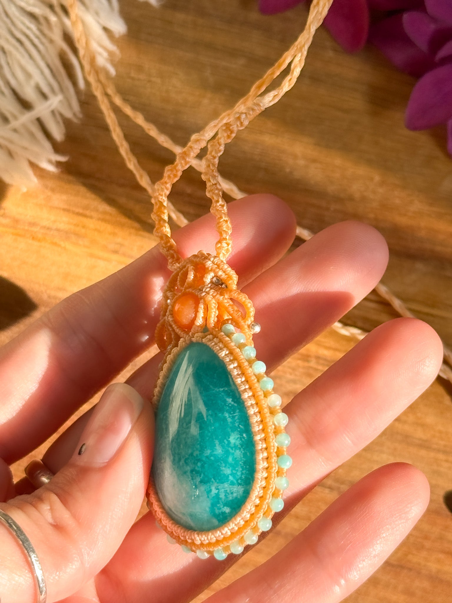 Macrame Necklace - Amazonite 【Imported】