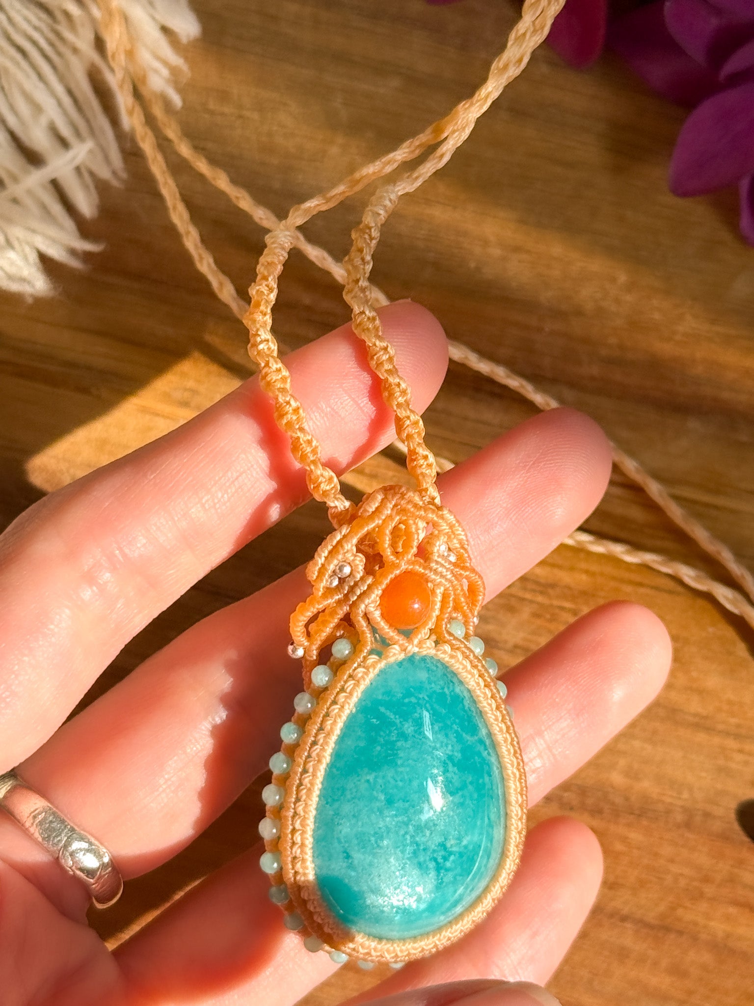 Macrame Necklace - Amazonite 【Imported】