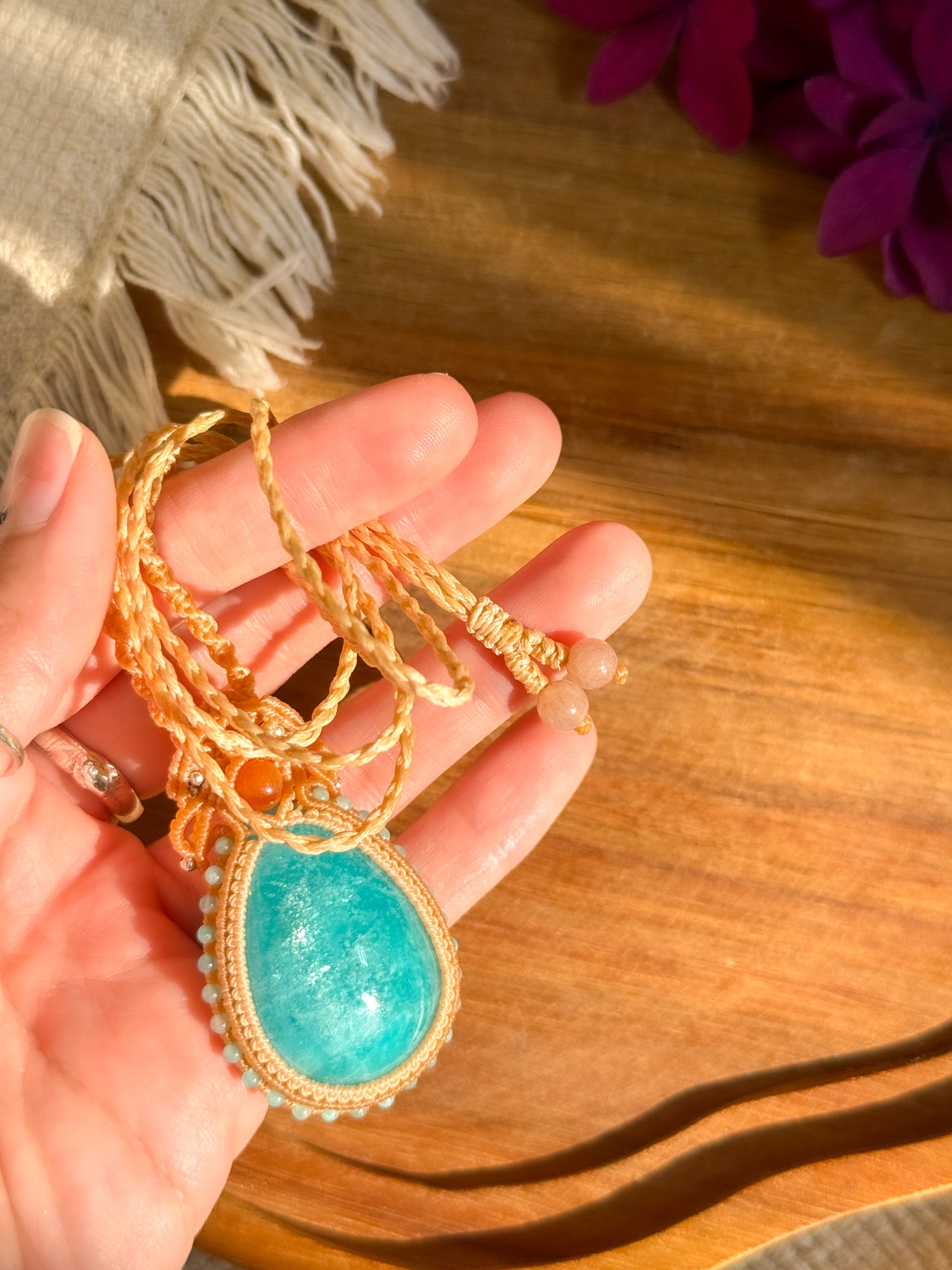 Macrame Necklace - Amazonite 【Imported】