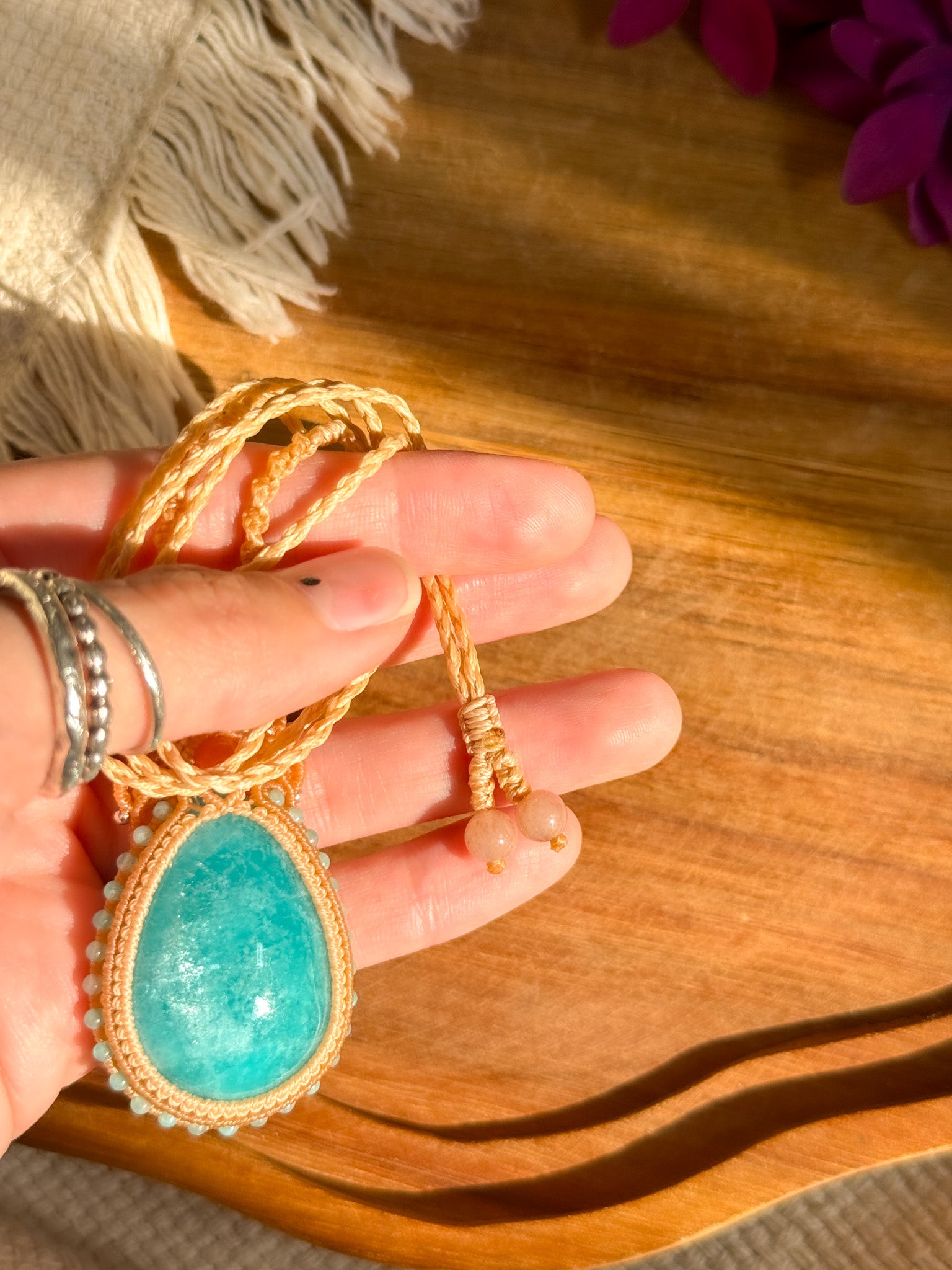 Macrame Necklace - Amazonite 【Imported】