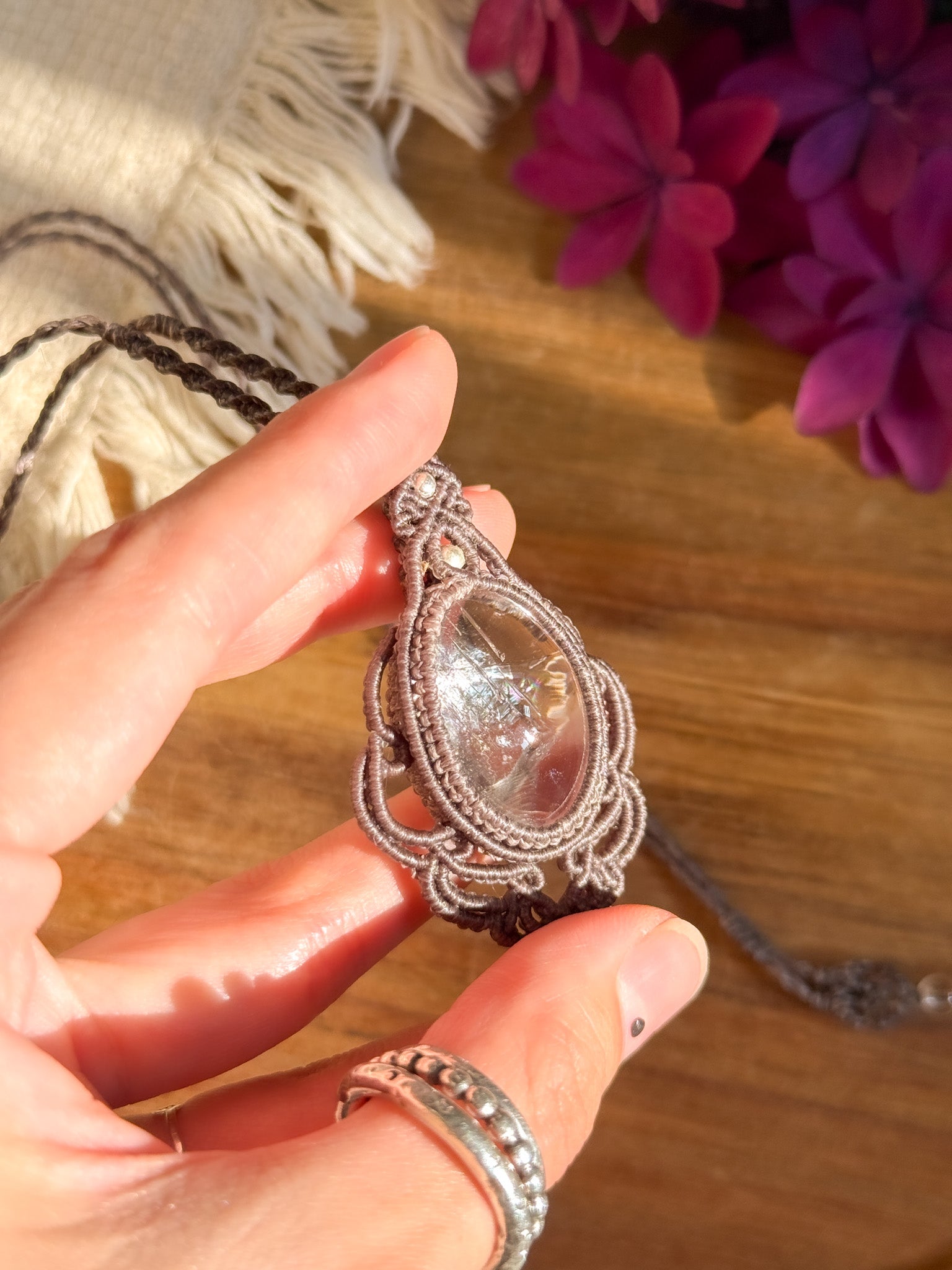 Macrame Necklace - Iris Quartz 【Imported】