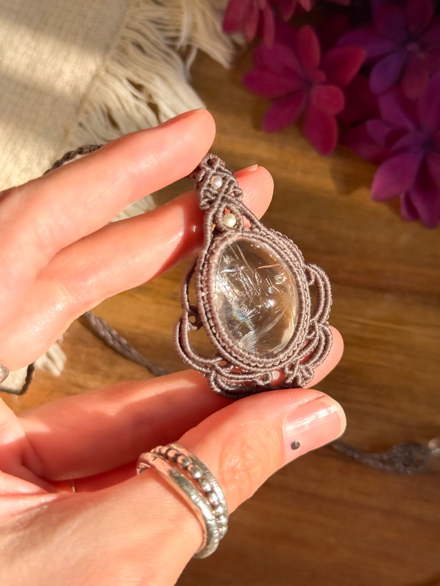 Macrame Necklace - Iris Quartz 【Imported】