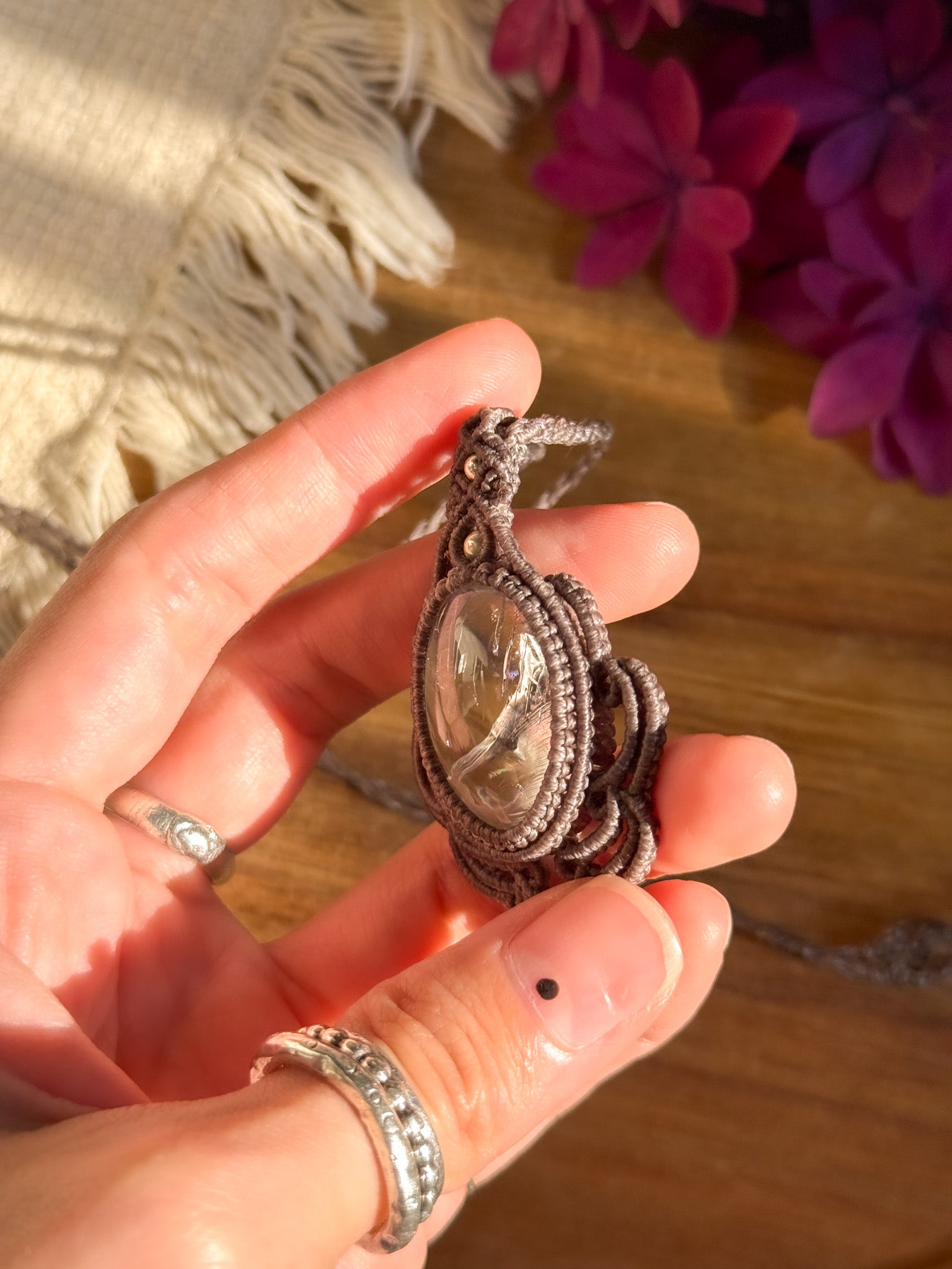 Macrame Necklace - Iris Quartz 【Imported】