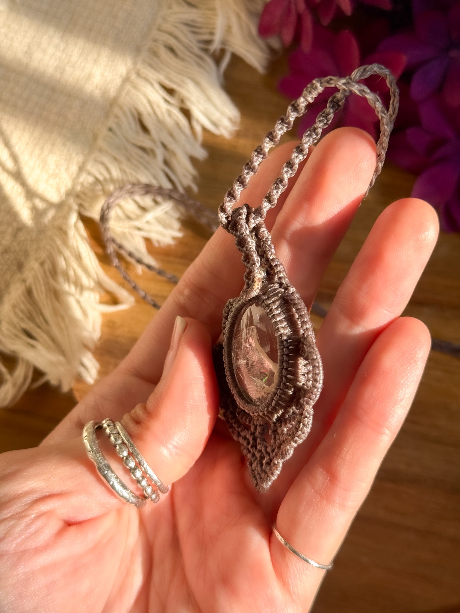 Macrame Necklace - Iris Quartz 【Imported】