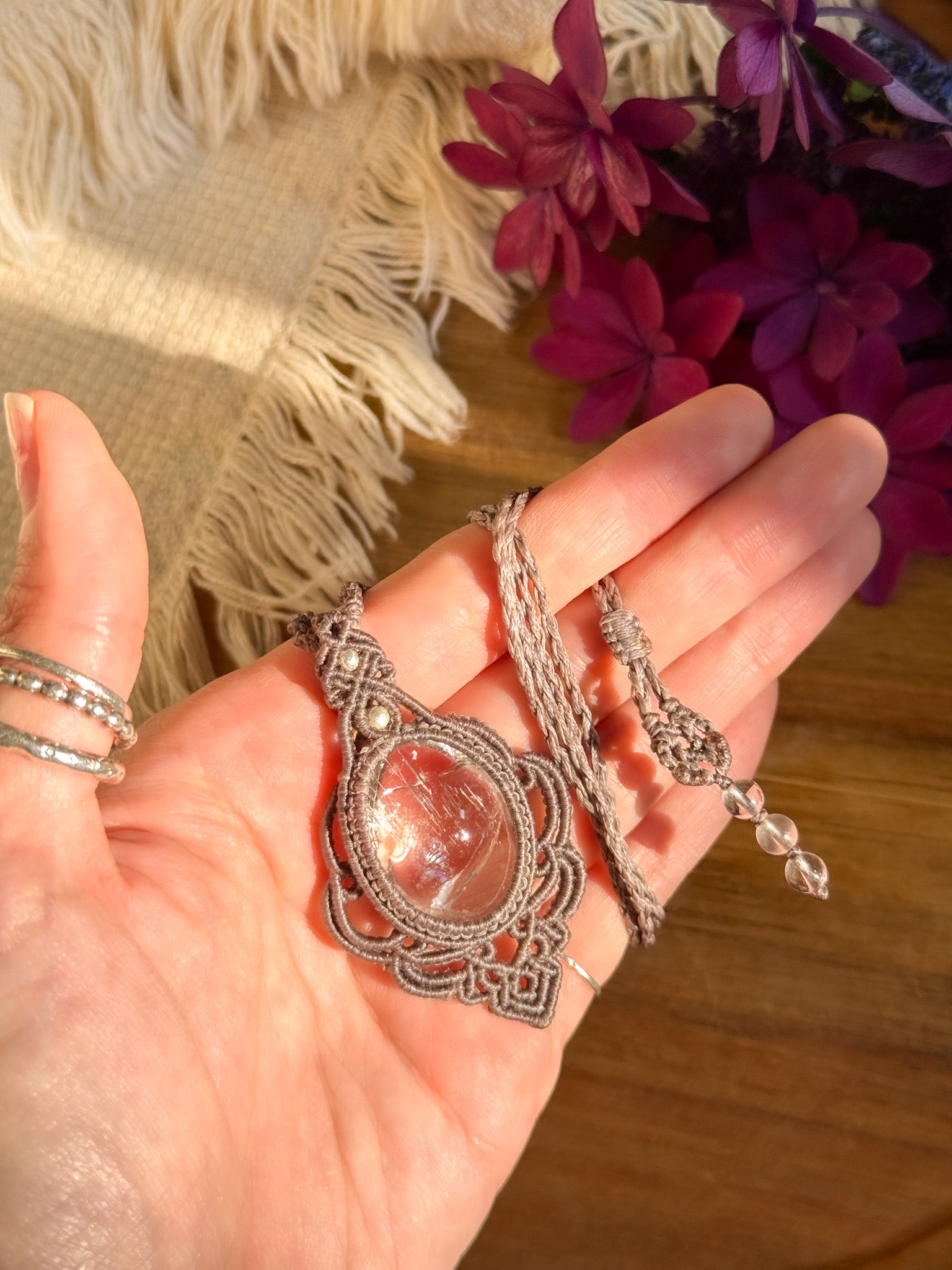 Macrame Necklace - Iris Quartz 【Imported】