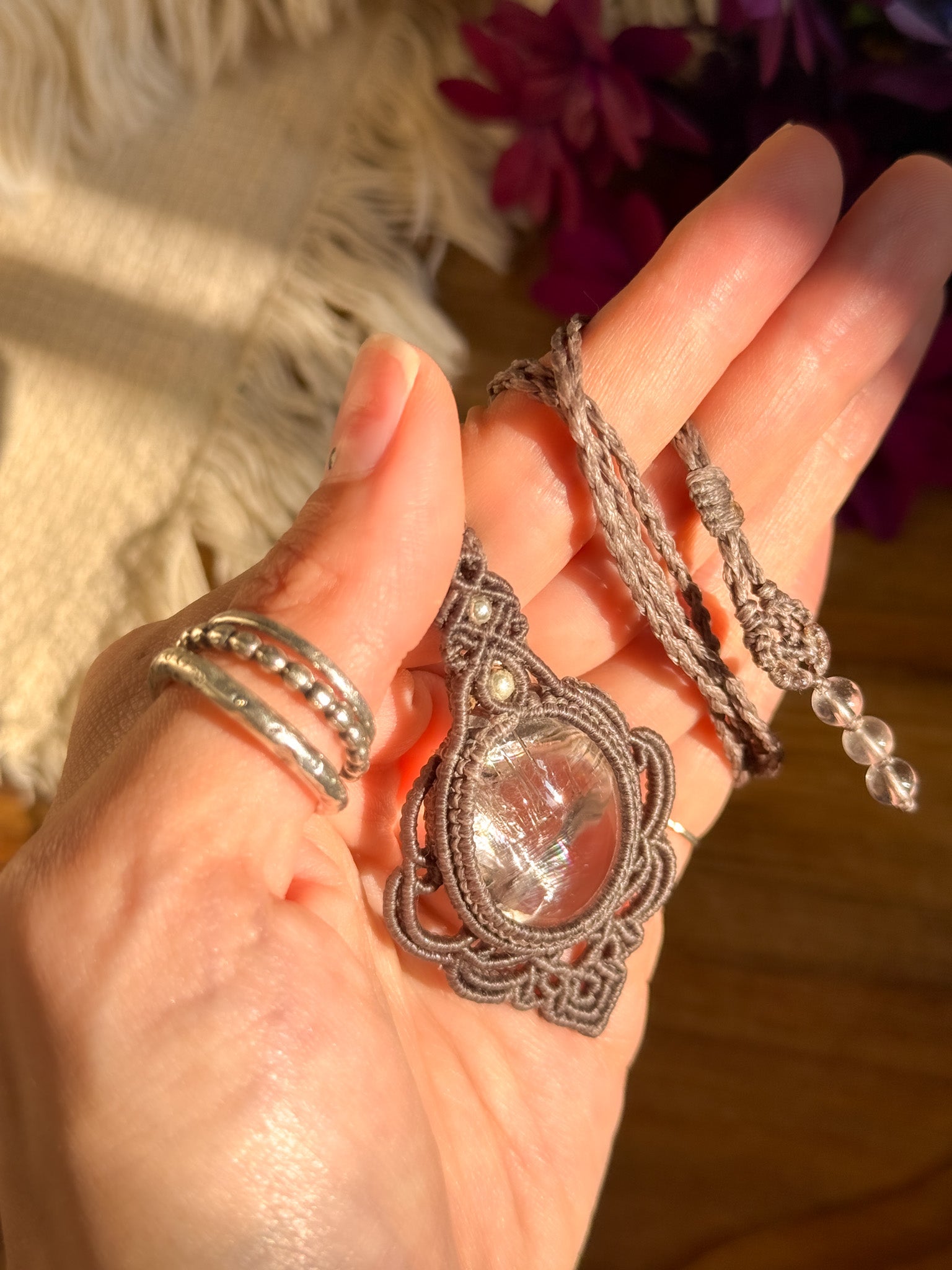 Macrame Necklace - Iris Quartz 【Imported】