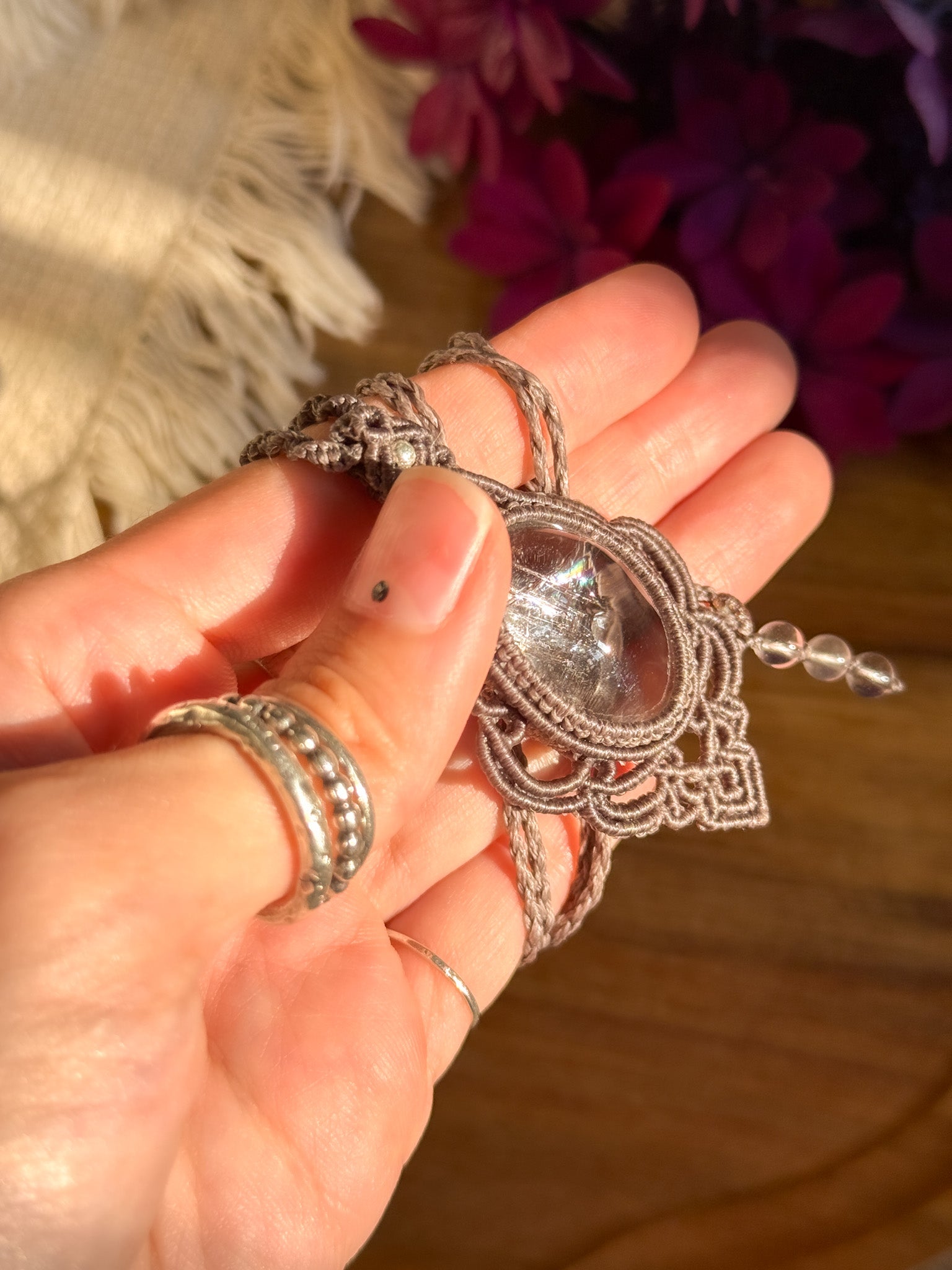 Macrame Necklace - Iris Quartz 【Imported】