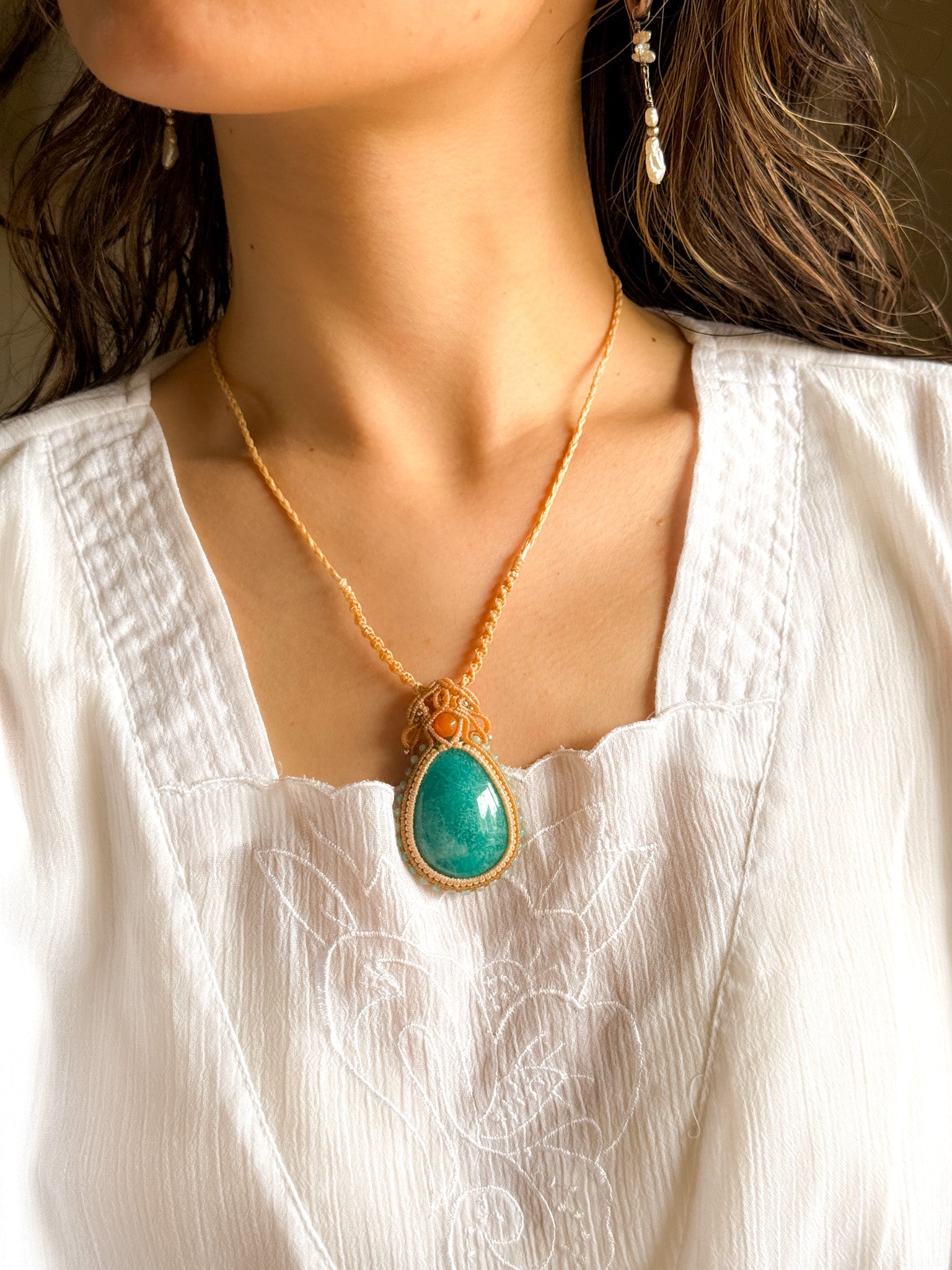 Macrame Necklace - Amazonite 【Imported】