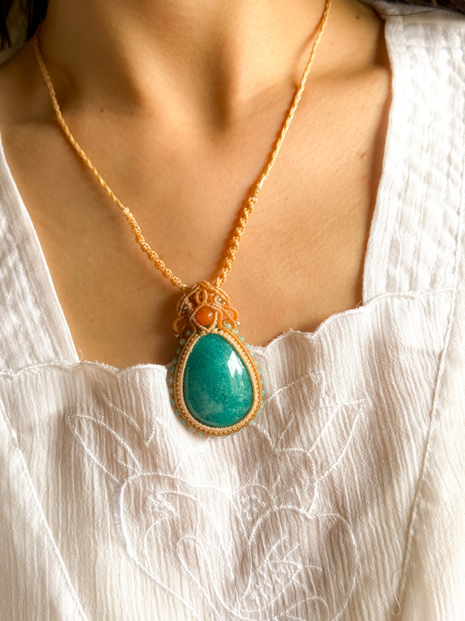 Macrame Necklace - Amazonite 【Imported】