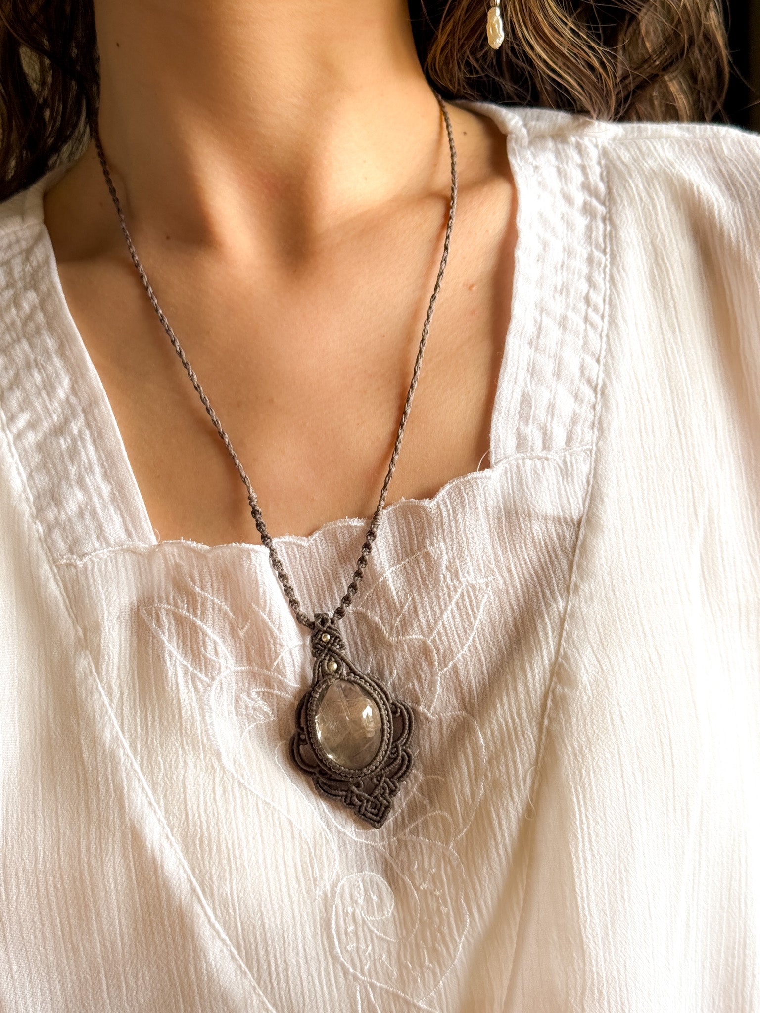 Macrame Necklace - Iris Quartz 【Imported】