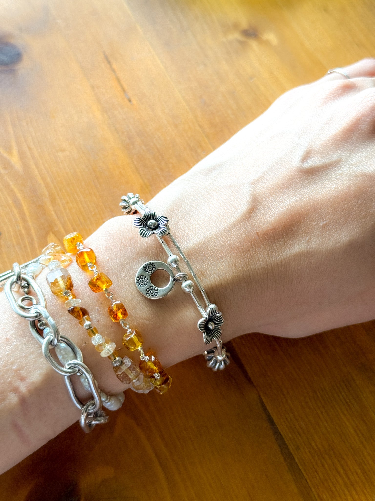 Karen Silver Bracelet - Flower 【Imported】