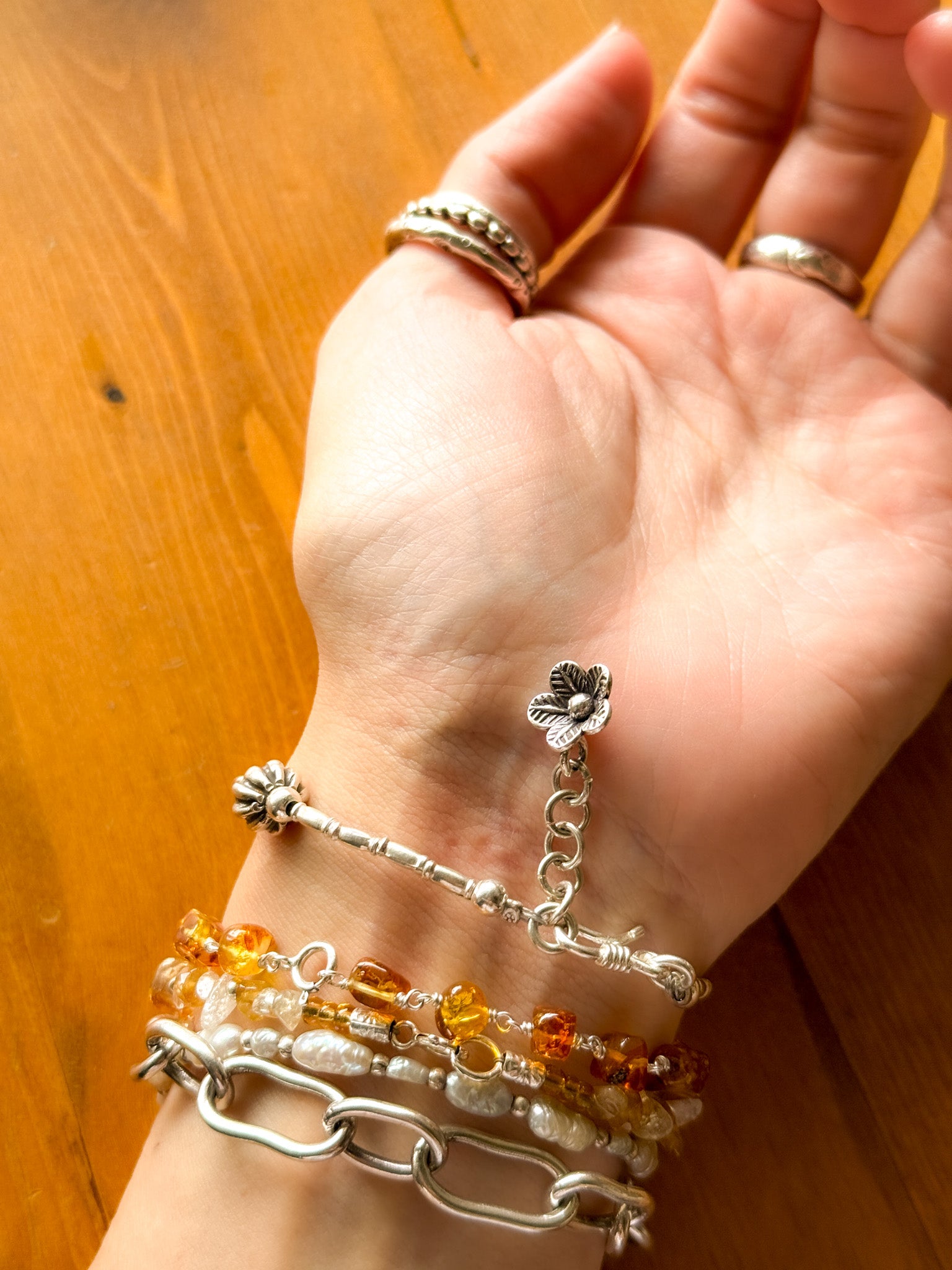 Karen Silver Bracelet - Flower 【Imported】